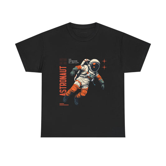 Orange Black Astronaut Retro Business Tee | Vintage Space Graphic T-Shirt | Gildan 5000 Unisex Heavy Cotton Shirt | Streetwear Style