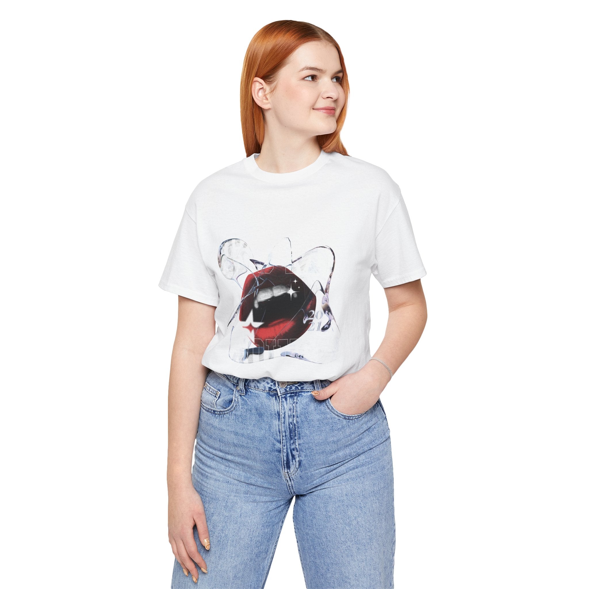 Red & White Streetwear Mouth T-Shirt | Abstract Graphic Tee | Modern Art Aesthetic Shirt | Bella+Canvas 3001 Unisex Tee