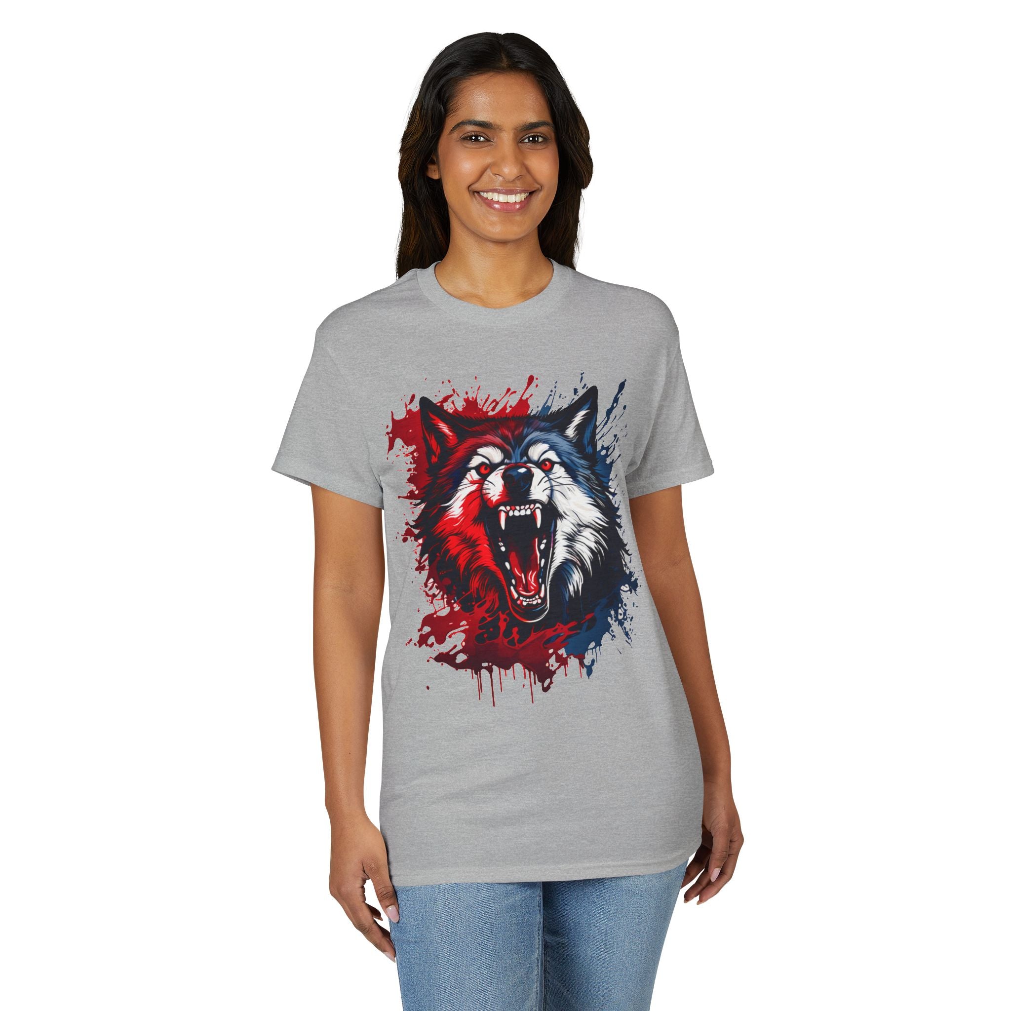 Roaring Patriotic Wolf T-Shirt