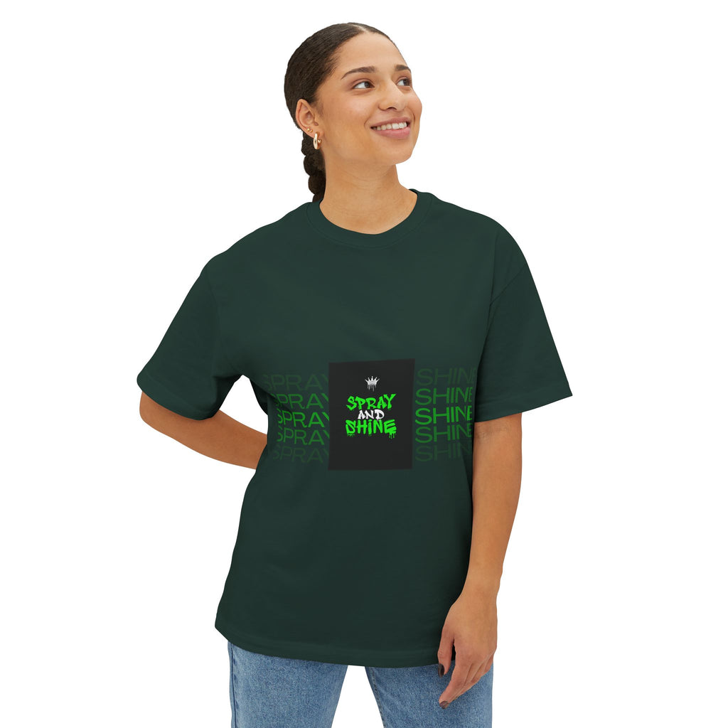 Spray and Shine Boxy T-Shirt | Trendy Streetwear Graphic Tee | Relaxed Fit Cotton Shirt | Modern Aesthetic Unisex Tee