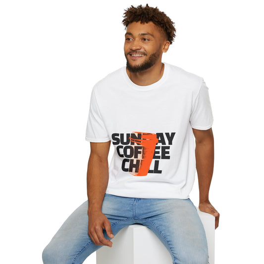 Sunday Coffee Chill T-Shirt | Cozy Aesthetic Graphic Tee | Gildan 64000 Softstyle Shirt | Relaxed Weekend Vibes