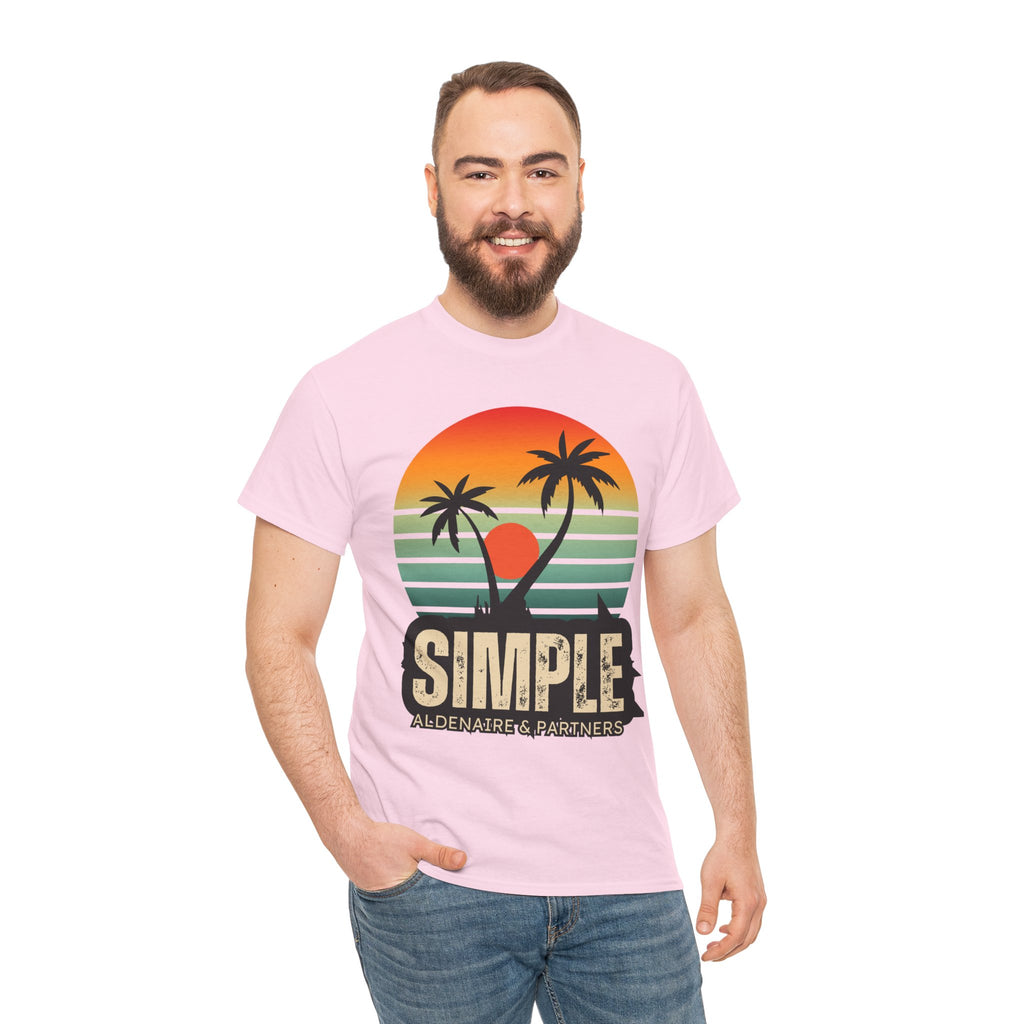 Colorful Vintage Retro Sunset T-Shirt | Gildan 5000 Heavy Cotton Tee | 70s Aesthetic Graphic Shirt | Summer Vibes Unisex Tee