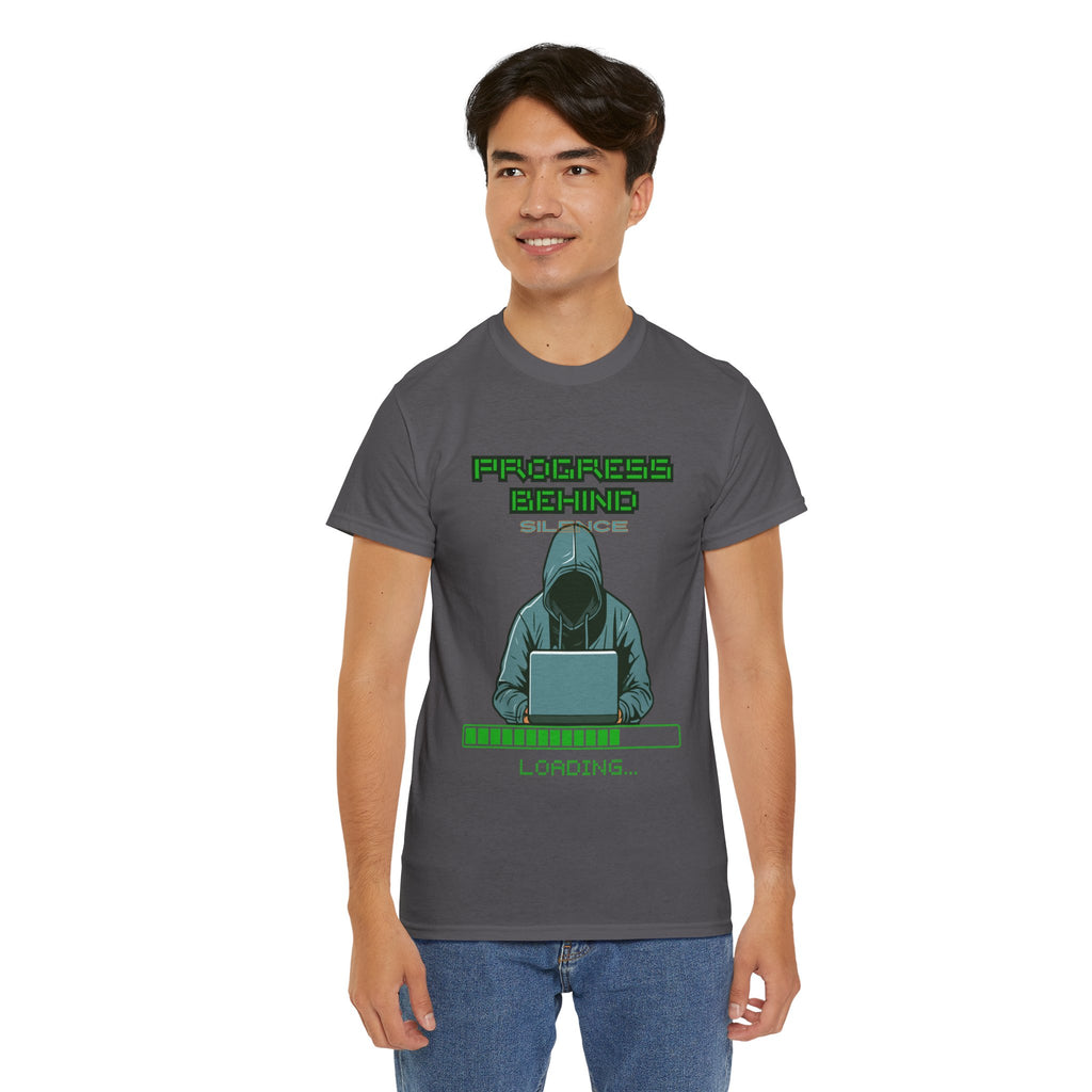 Green Retro Matrix Loading T-Shirt | Hacker Aesthetic Graphic Tee | Coding Streetwear Shirt | Gildan 5000 Unisex Cotton Tee