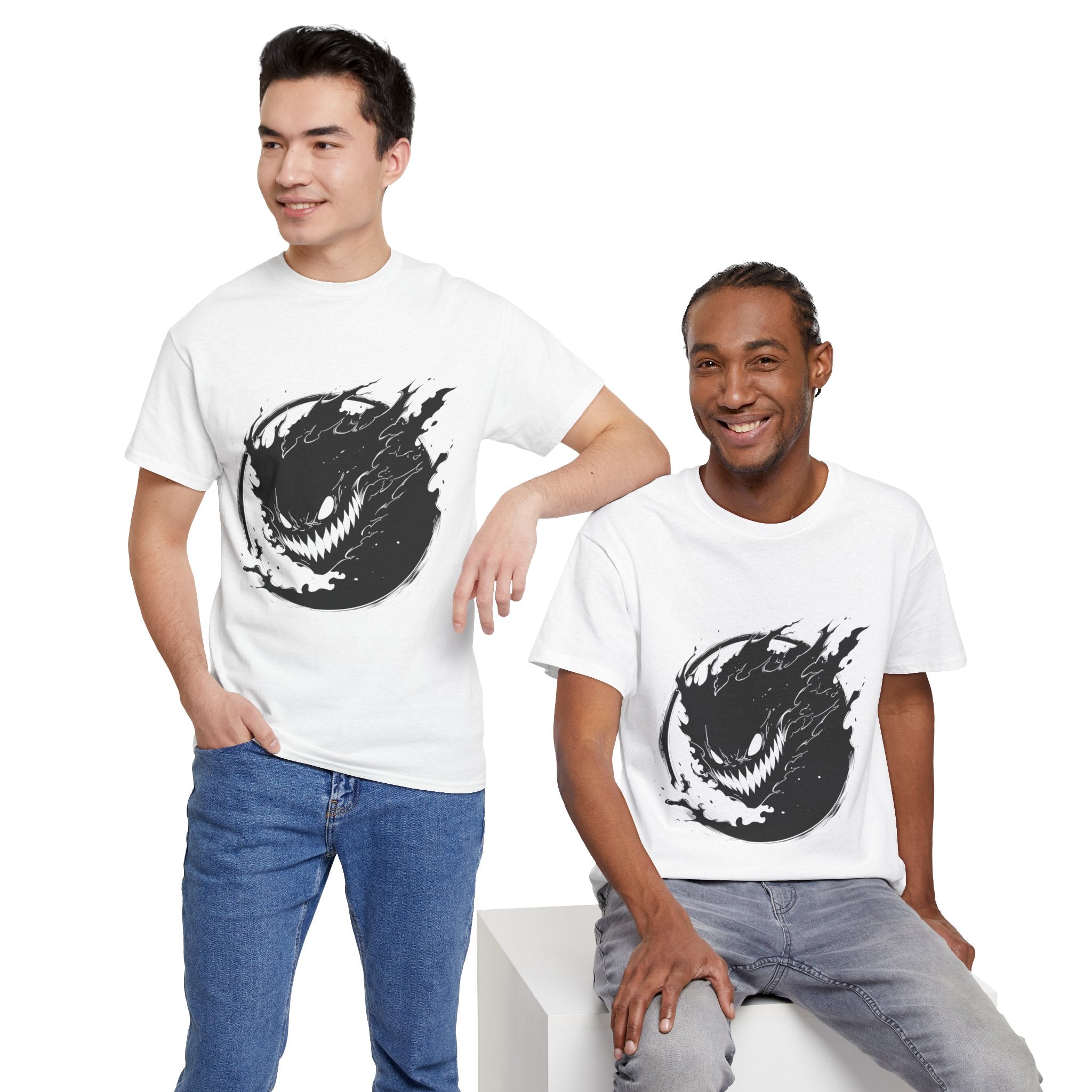 Graphic Tee — Black Flame Monster Smile T-Shirt
