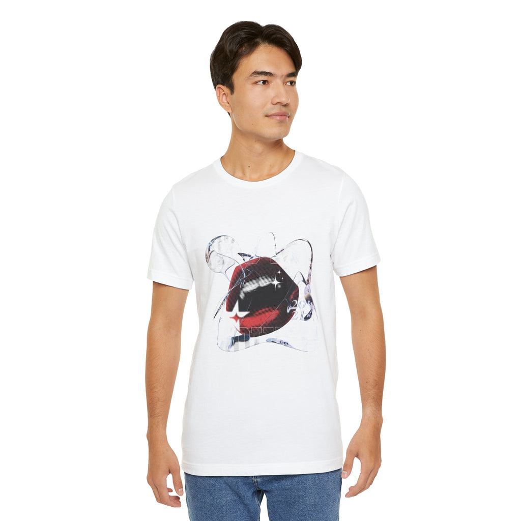Red & White Streetwear Mouth T-Shirt | Abstract Graphic Tee | Modern Art Aesthetic Shirt | Bella+Canvas 3001 Unisex Tee