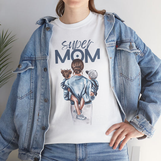 Super Mom Unisex Heavy Cotton Tee |  T-Shirt | Cute Mother’s Day Gift | Strong Mom Graphic Tee