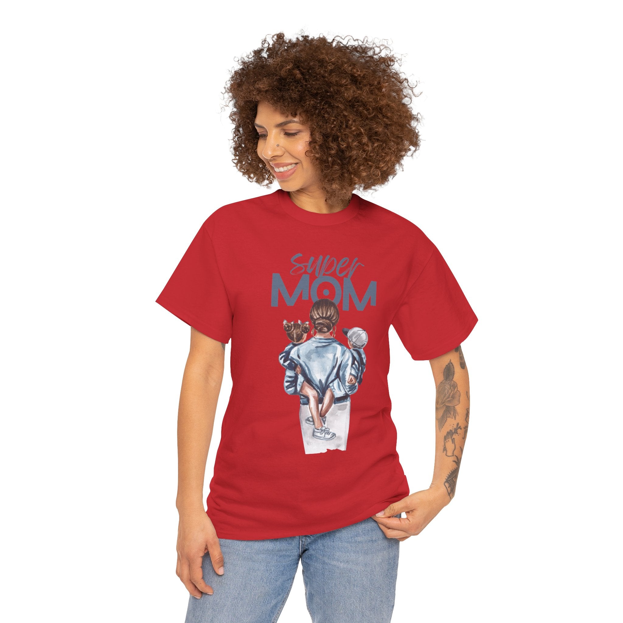 Super Mom Unisex Heavy Cotton Tee |  T-Shirt | Cute Mother’s Day Gift | Strong Mom Graphic Tee