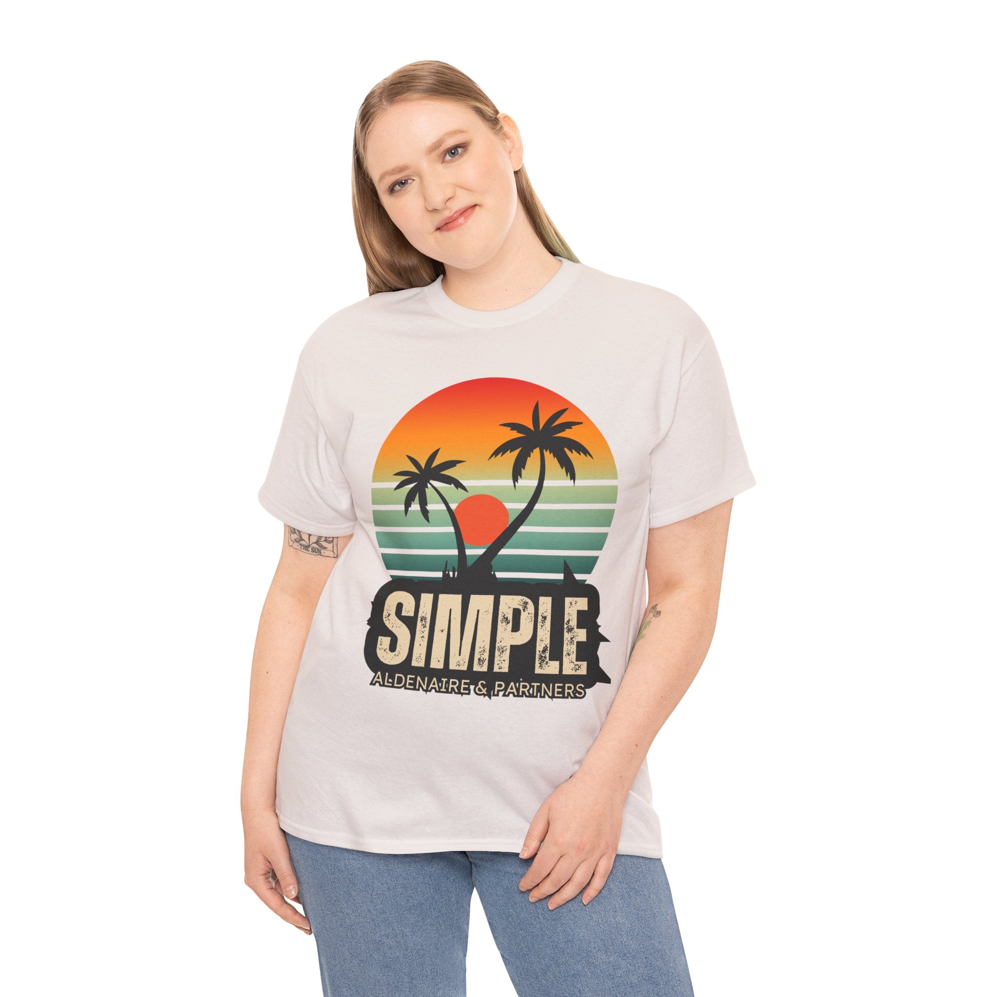 Colorful Vintage Retro Sunset T-Shirt | Gildan 5000 Heavy Cotton Tee | 70s Aesthetic Graphic Shirt | Summer Vibes Unisex Tee