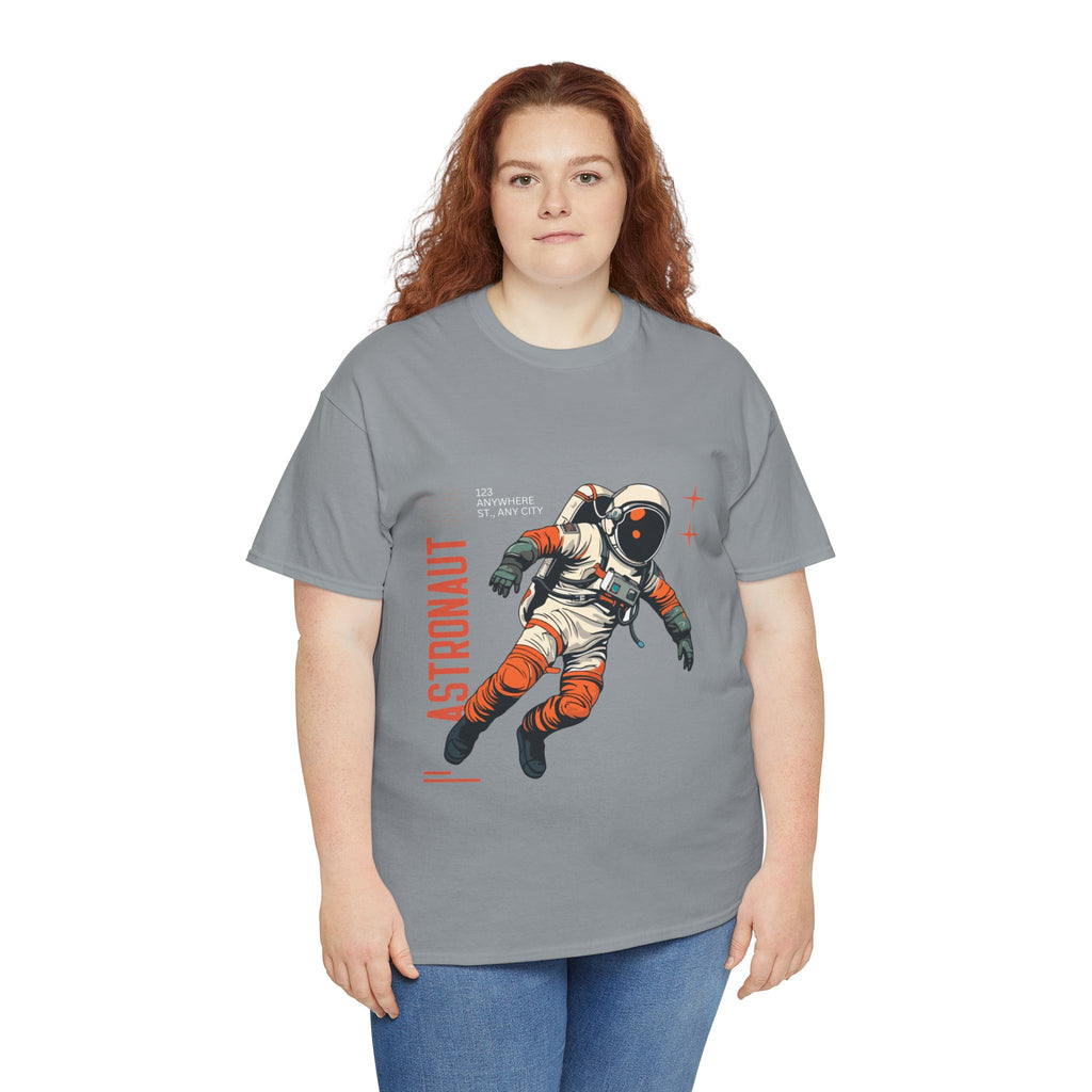 Orange Black Astronaut Retro Business Tee | Vintage Space Graphic T-Shirt | Gildan 5000 Unisex Heavy Cotton Shirt | Streetwear Style