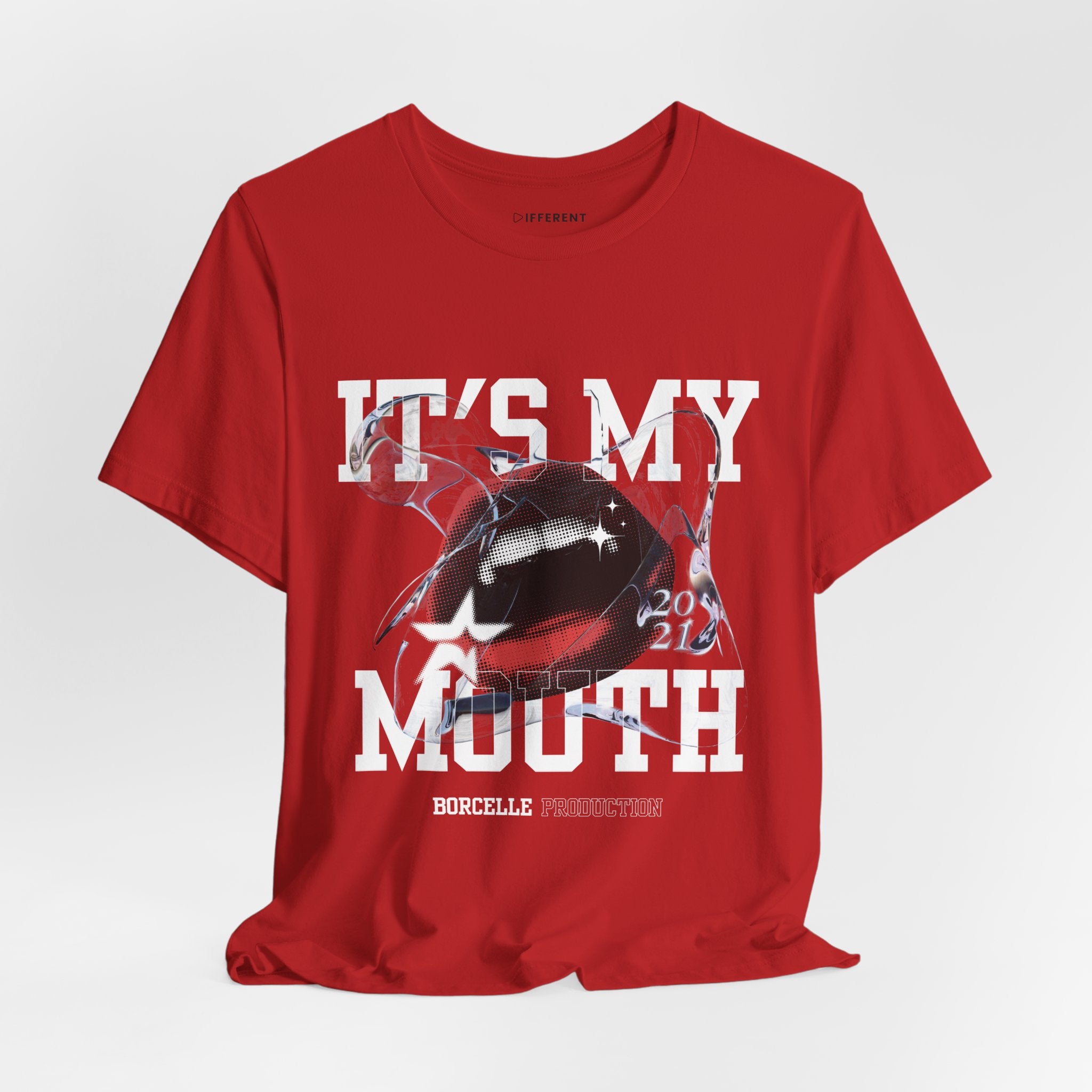 Red & White Streetwear Mouth T-Shirt | Abstract Graphic Tee | Modern Art Aesthetic Shirt | Bella+Canvas 3001 Unisex Tee