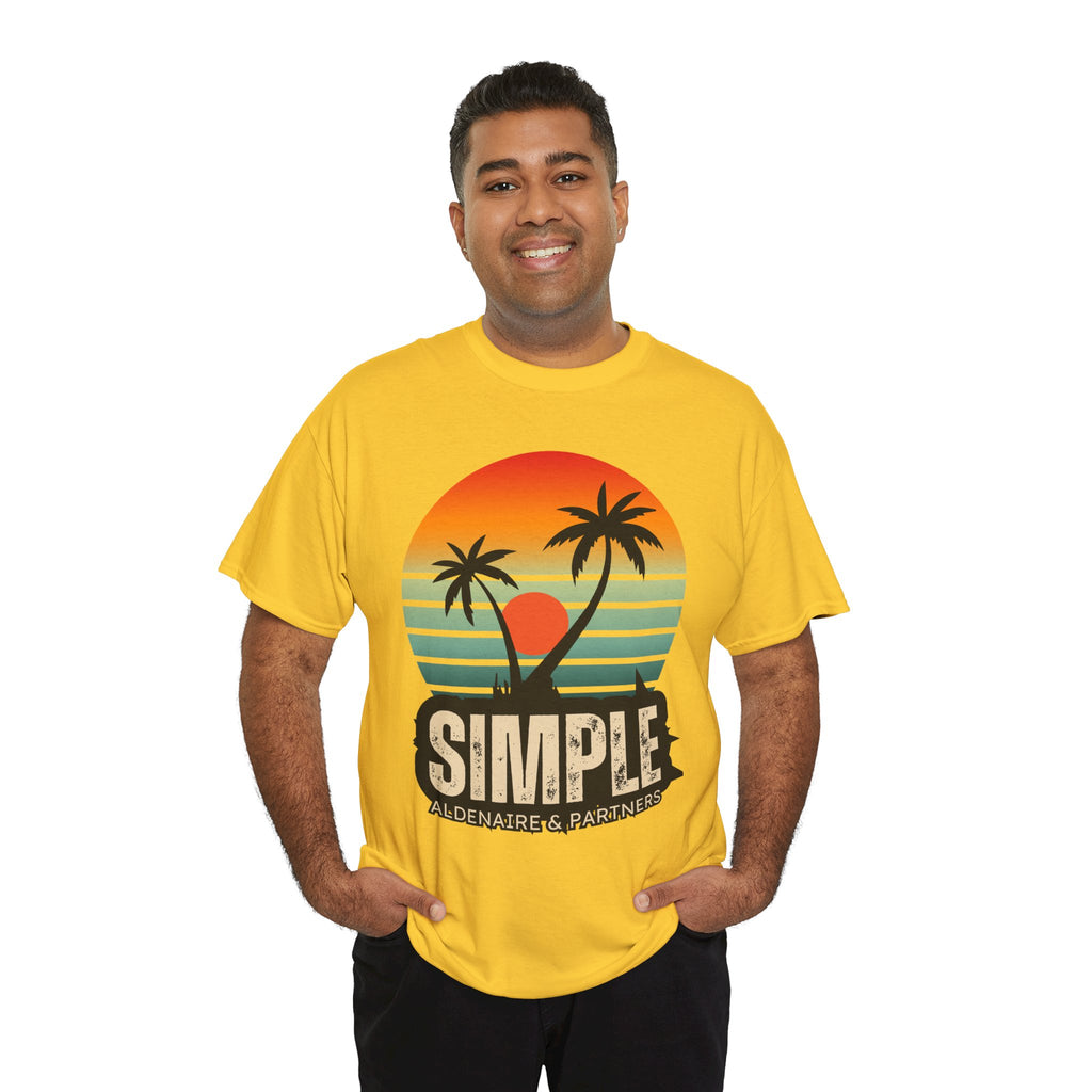 Colorful Vintage Retro Sunset T-Shirt | Gildan 5000 Heavy Cotton Tee | 70s Aesthetic Graphic Shirt | Summer Vibes Unisex Tee