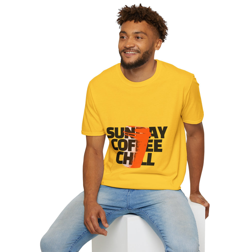 Sunday Coffee Chill T-Shirt | Cozy Aesthetic Graphic Tee | Gildan 64000 Softstyle Shirt | Relaxed Weekend Vibes