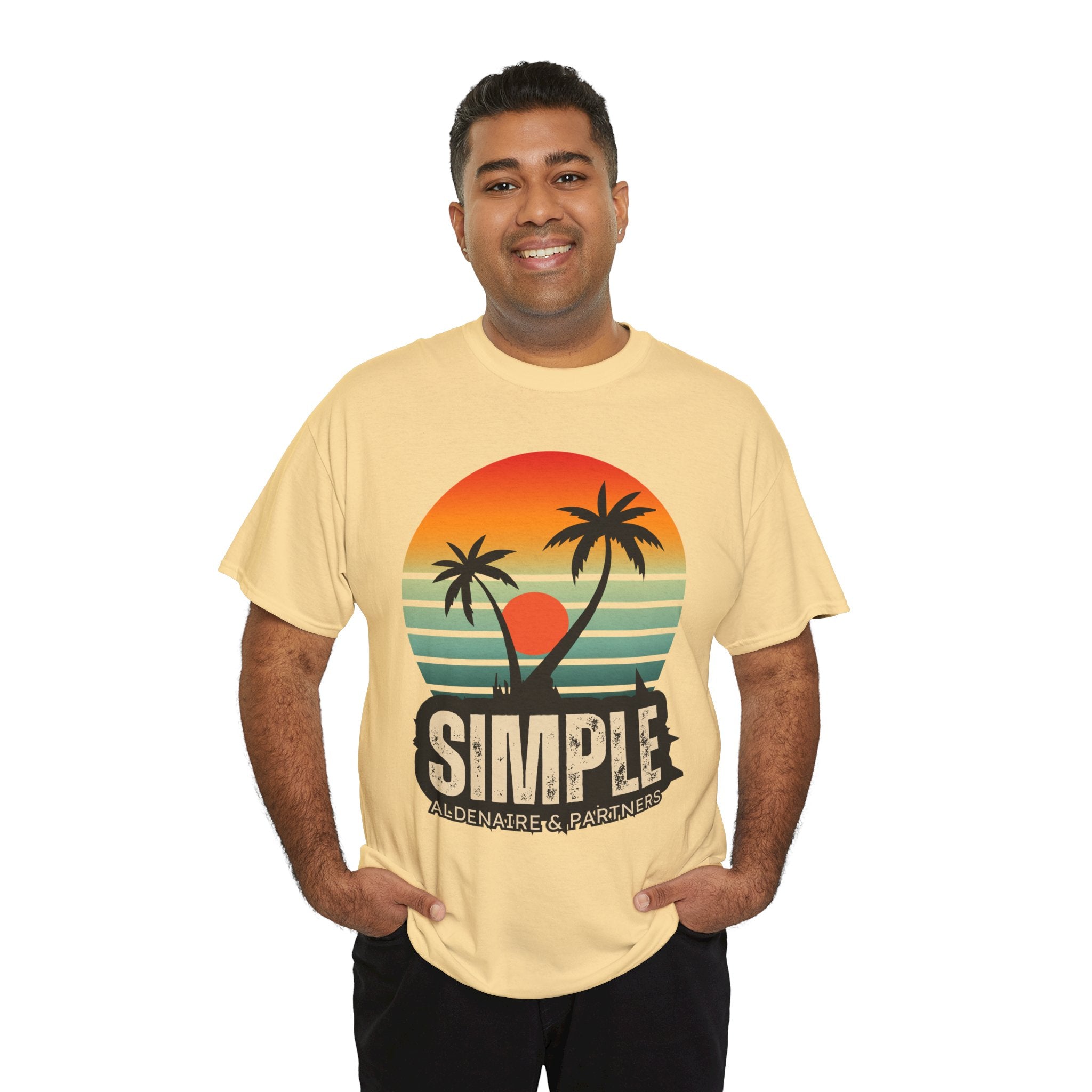 Colorful Vintage Retro Sunset T-Shirt | Gildan 5000 Heavy Cotton Tee | 70s Aesthetic Graphic Shirt | Summer Vibes Unisex Tee