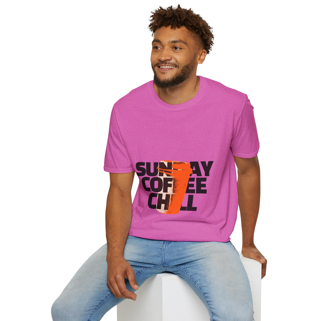 Sunday Coffee Chill T-Shirt | Cozy Aesthetic Graphic Tee | Gildan 64000 Softstyle Shirt | Relaxed Weekend Vibes