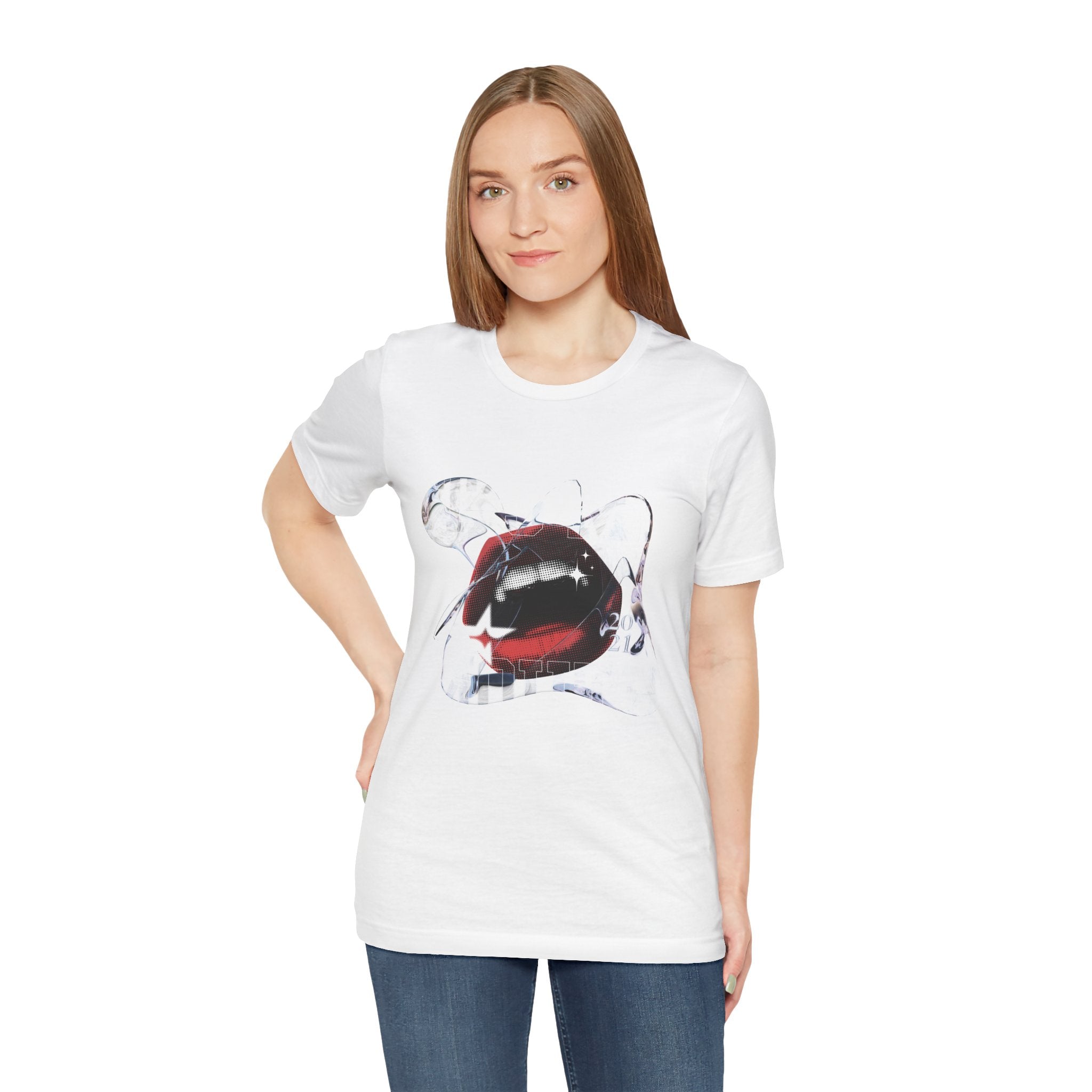 Red & White Streetwear Mouth T-Shirt | Abstract Graphic Tee | Modern Art Aesthetic Shirt | Bella+Canvas 3001 Unisex Tee