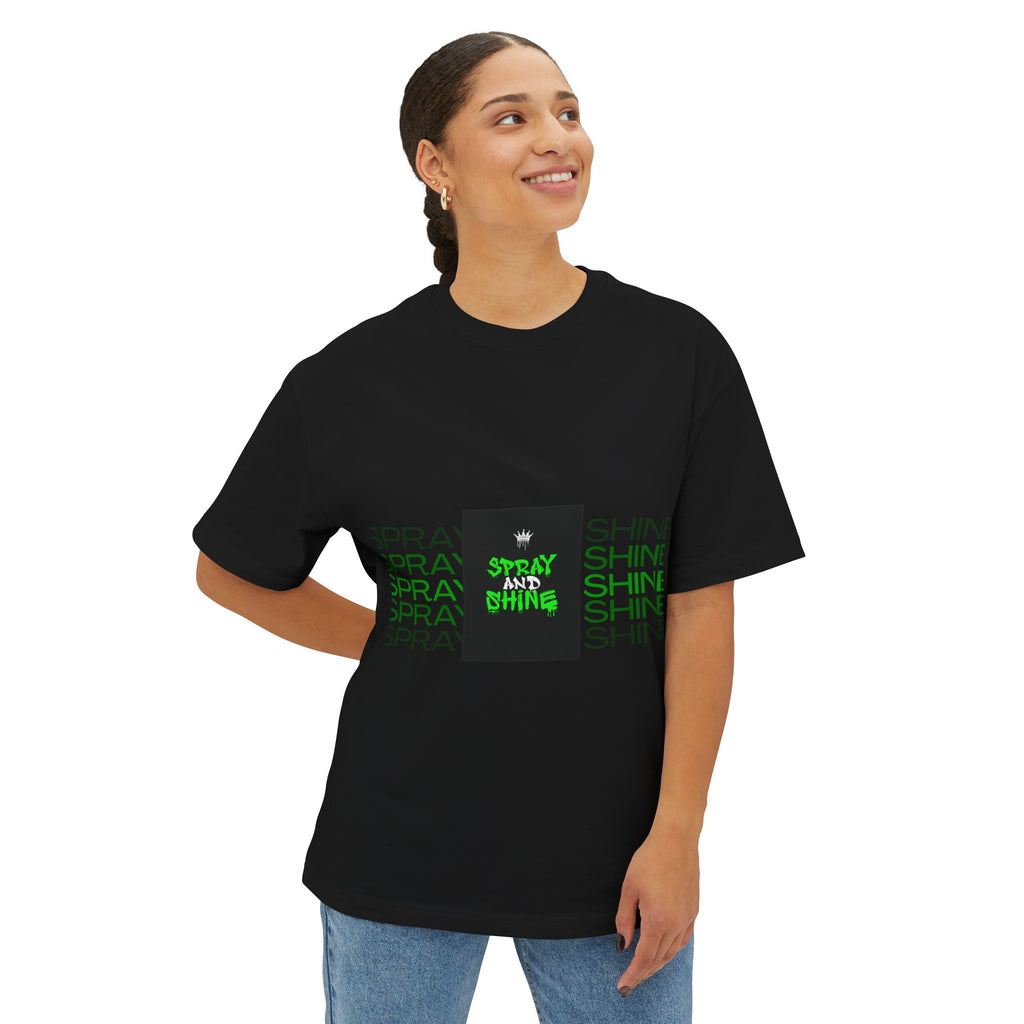 Spray and Shine Boxy T-Shirt | Trendy Streetwear Graphic Tee | Relaxed Fit Cotton Shirt | Modern Aesthetic Unisex Tee