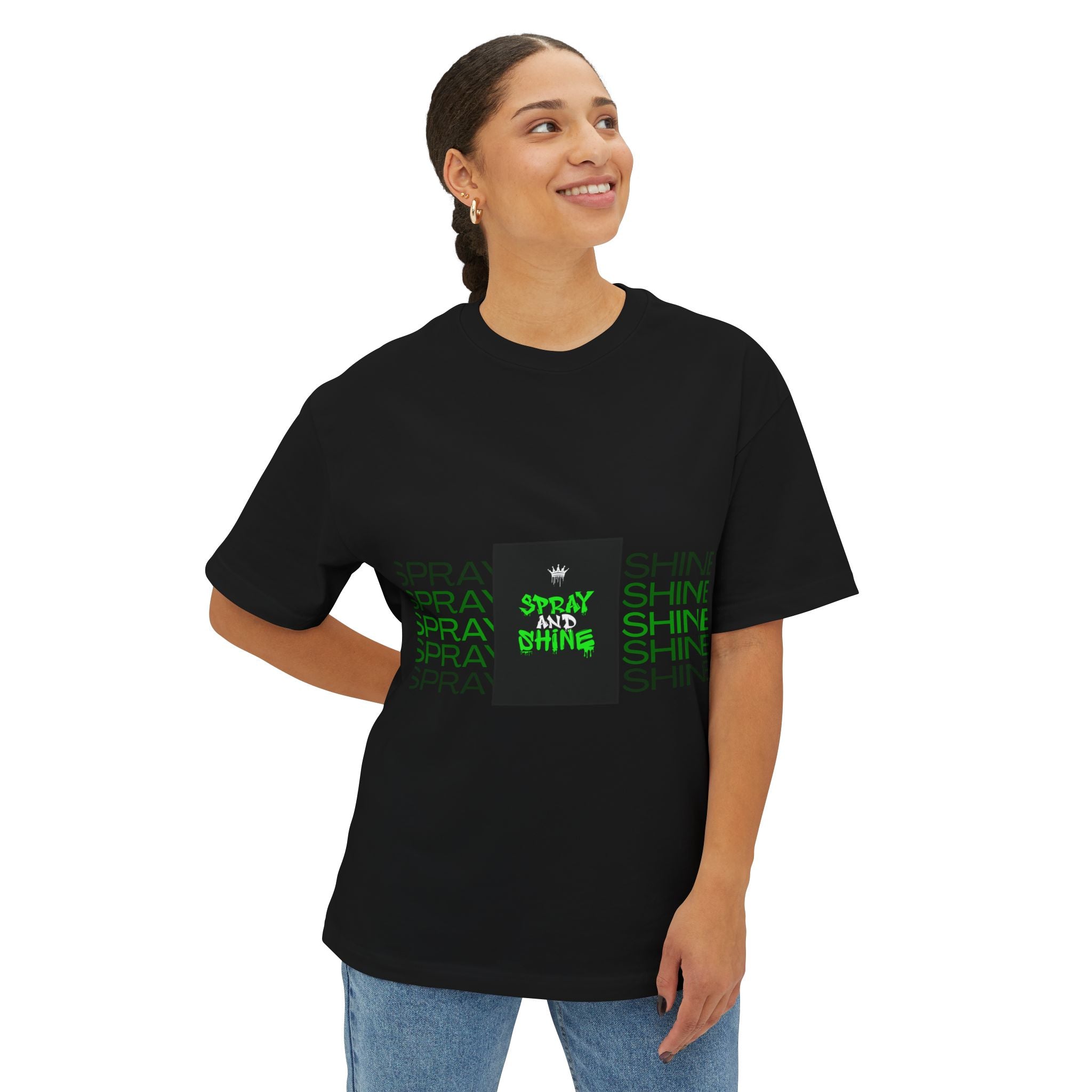 Spray and Shine Boxy T-Shirt | Trendy Streetwear Graphic Tee | Relaxed Fit Cotton Shirt | Modern Aesthetic Unisex Tee