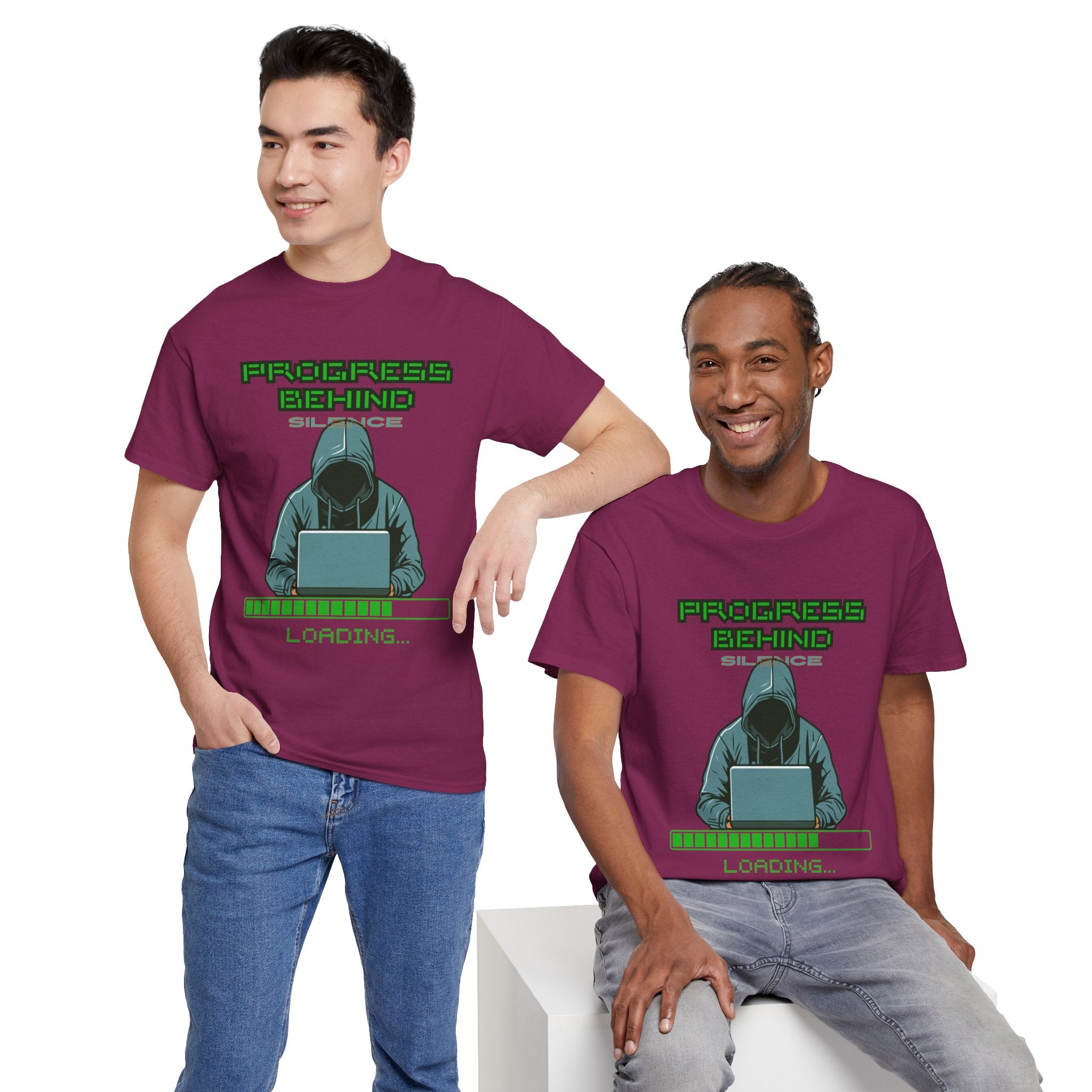 Green Retro Matrix Loading T-Shirt | Hacker Aesthetic Graphic Tee | Coding Streetwear Shirt | Gildan 5000 Unisex Cotton Tee