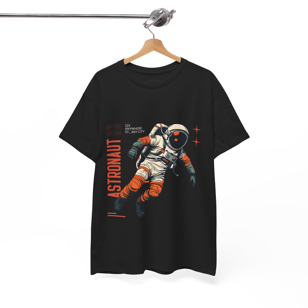 Orange Black Astronaut Retro Business Tee | Vintage Space Graphic T-Shirt | Gildan 5000 Unisex Heavy Cotton Shirt | Streetwear Style