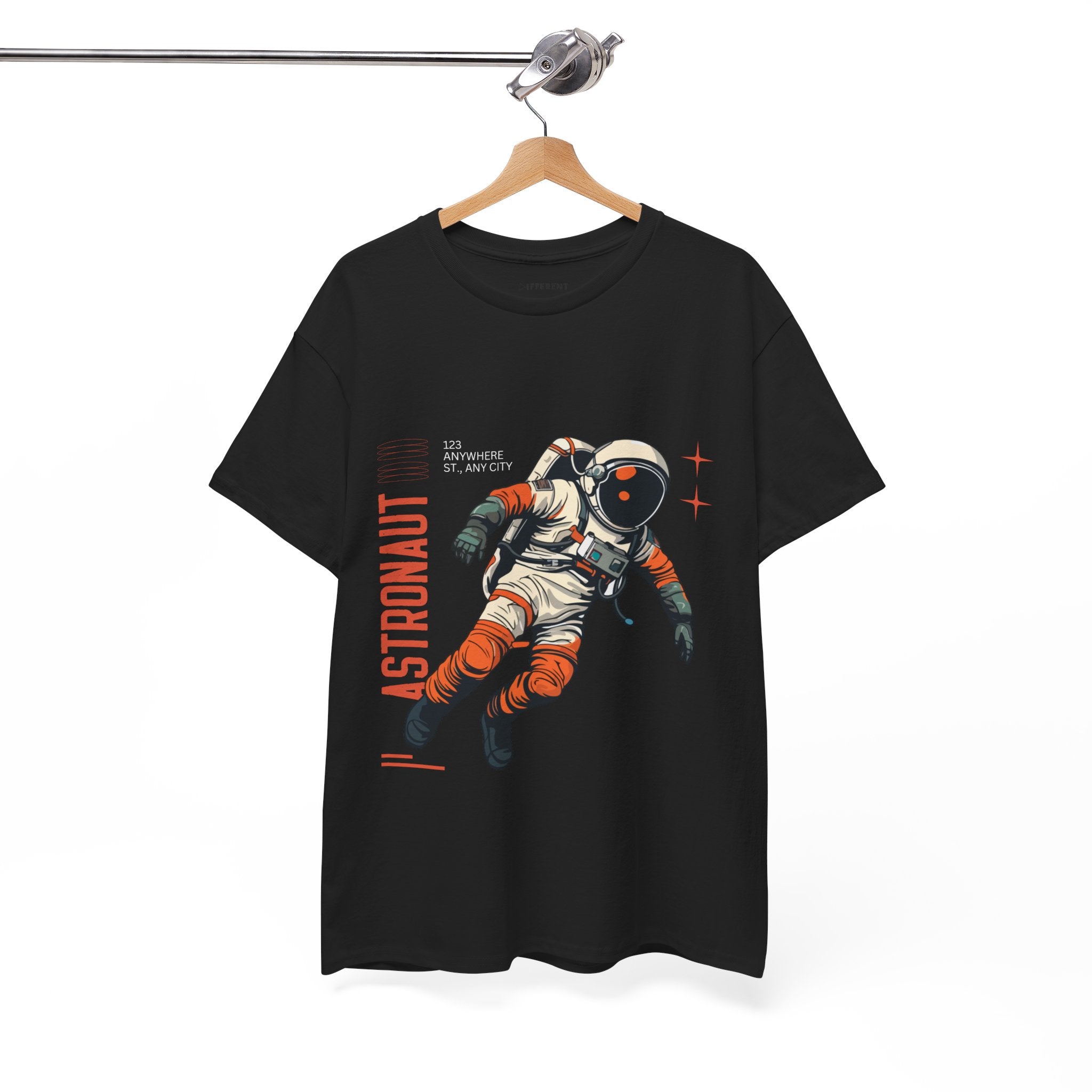 Orange Black Astronaut Retro Business Tee | Vintage Space Graphic T-Shirt | Gildan 5000 Unisex Heavy Cotton Shirt | Streetwear Style