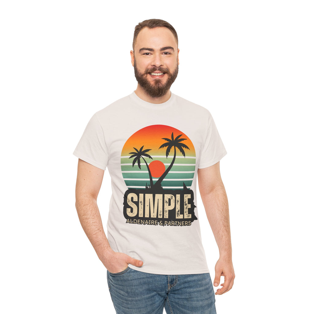 Colorful Vintage Retro Sunset T-Shirt | Gildan 5000 Heavy Cotton Tee | 70s Aesthetic Graphic Shirt | Summer Vibes Unisex Tee