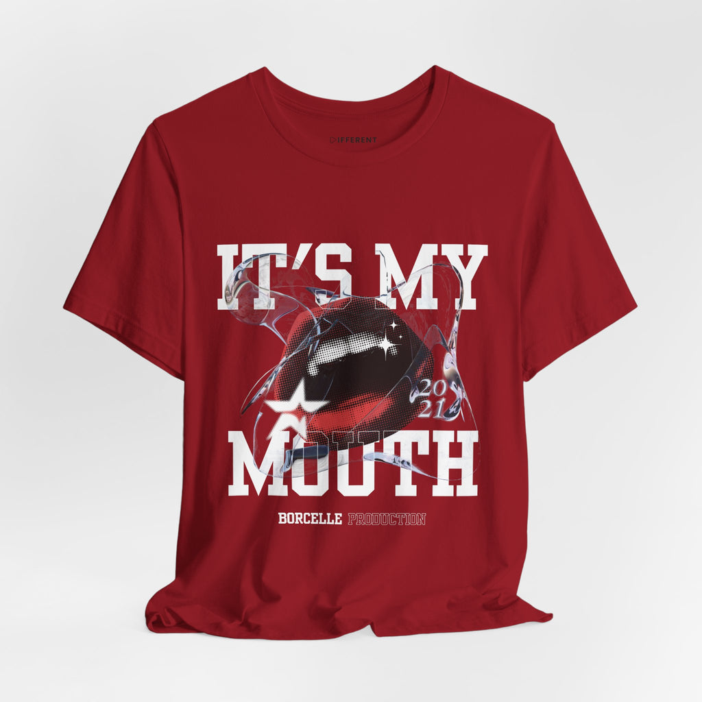 Red & White Streetwear Mouth T-Shirt | Abstract Graphic Tee | Modern Art Aesthetic Shirt | Bella+Canvas 3001 Unisex Tee