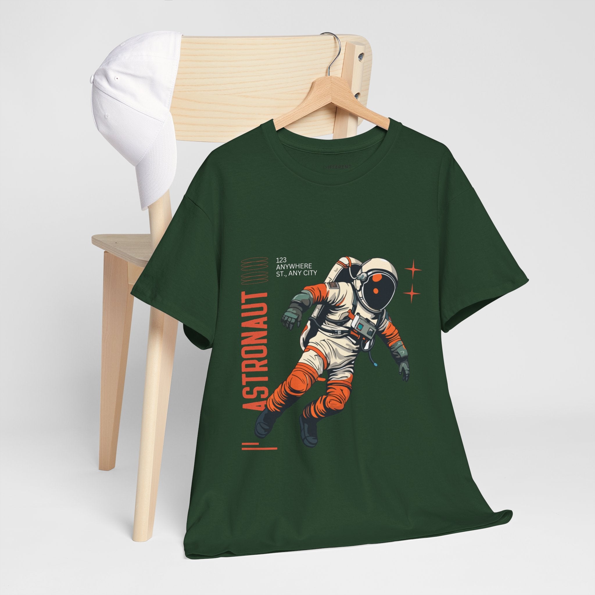 Orange Black Astronaut Retro Business Tee | Vintage Space Graphic T-Shirt | Gildan 5000 Unisex Heavy Cotton Shirt | Streetwear Style