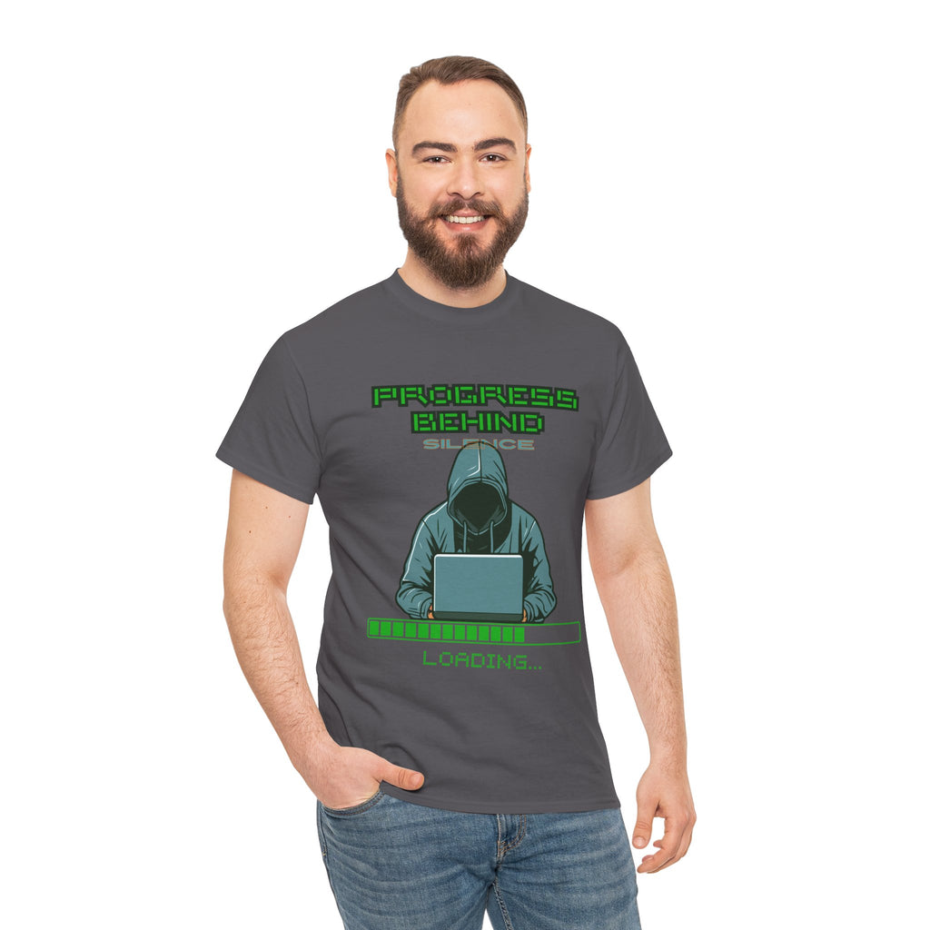 Green Retro Matrix Loading T-Shirt | Hacker Aesthetic Graphic Tee | Coding Streetwear Shirt | Gildan 5000 Unisex Cotton Tee