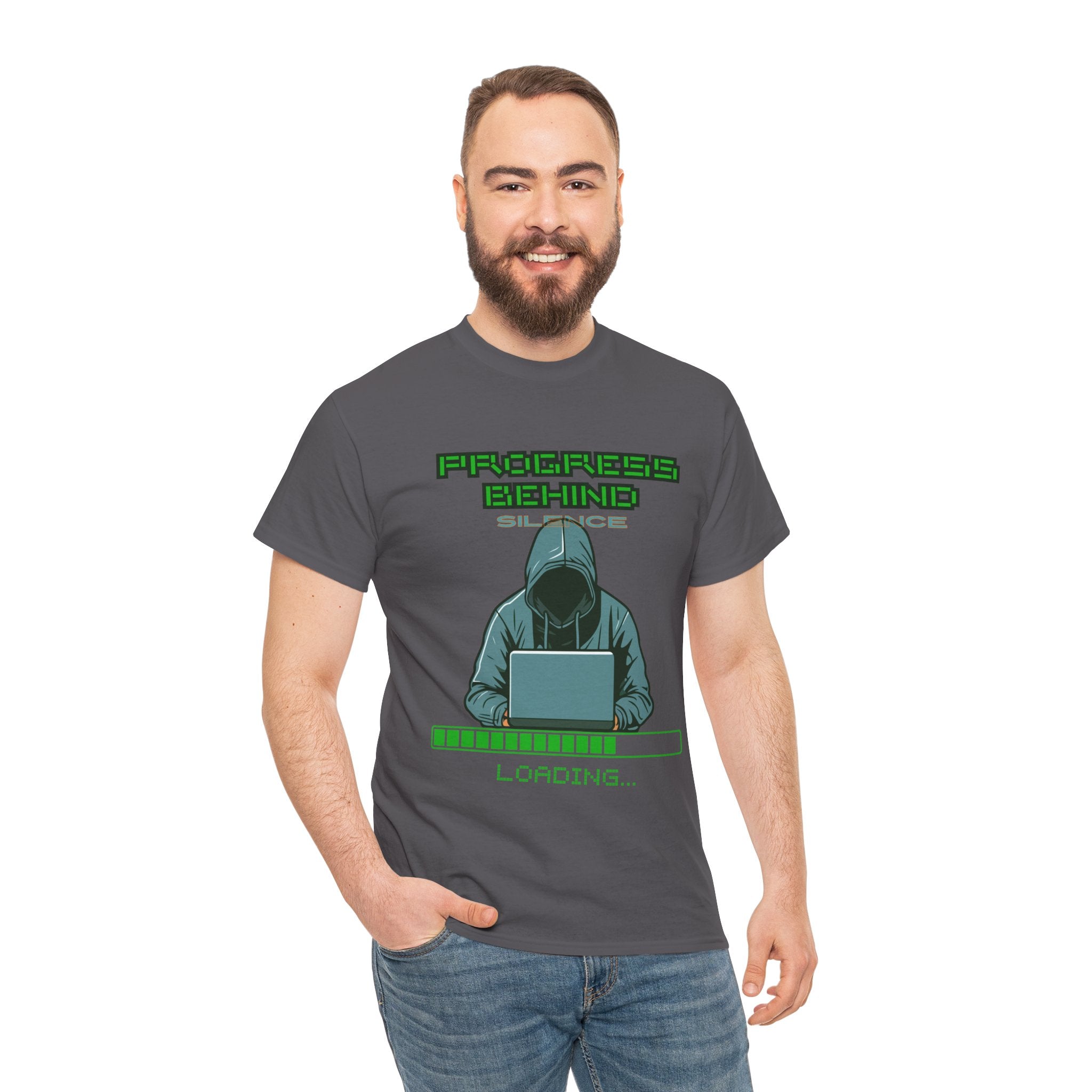 Green Retro Matrix Loading T-Shirt | Hacker Aesthetic Graphic Tee | Coding Streetwear Shirt | Gildan 5000 Unisex Cotton Tee