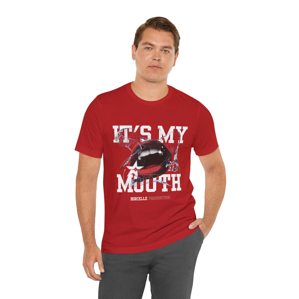 Red & White Streetwear Mouth T-Shirt | Abstract Graphic Tee | Modern Art Aesthetic Shirt | Bella+Canvas 3001 Unisex Tee