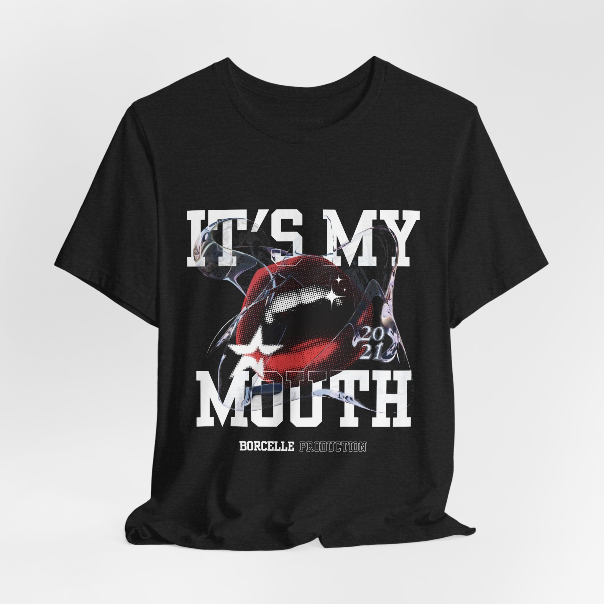 Red & White Streetwear Mouth T-Shirt | Abstract Graphic Tee | Modern Art Aesthetic Shirt | Bella+Canvas 3001 Unisex Tee