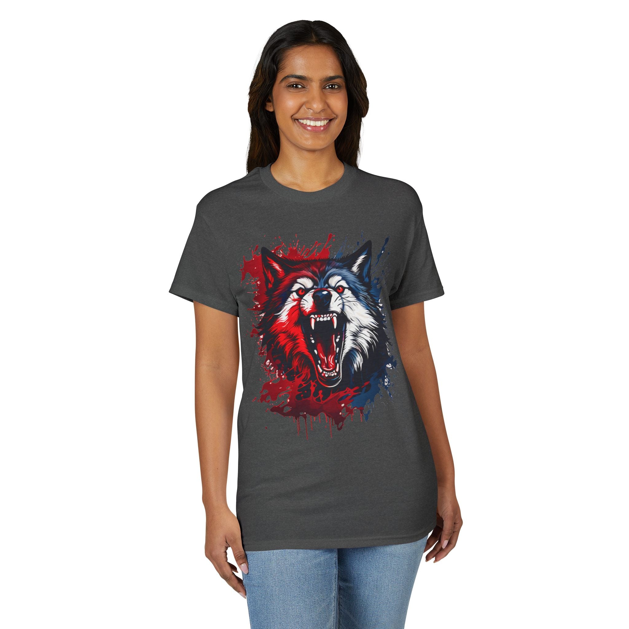 Roaring Patriotic Wolf T-Shirt