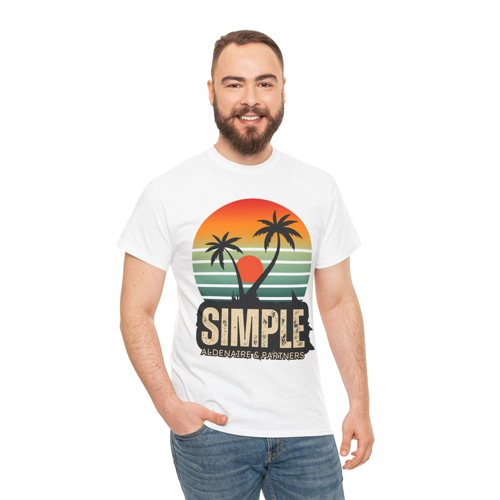 Colorful Vintage Retro Sunset T-Shirt | Gildan 5000 Heavy Cotton Tee | 70s Aesthetic Graphic Shirt | Summer Vibes Unisex Tee