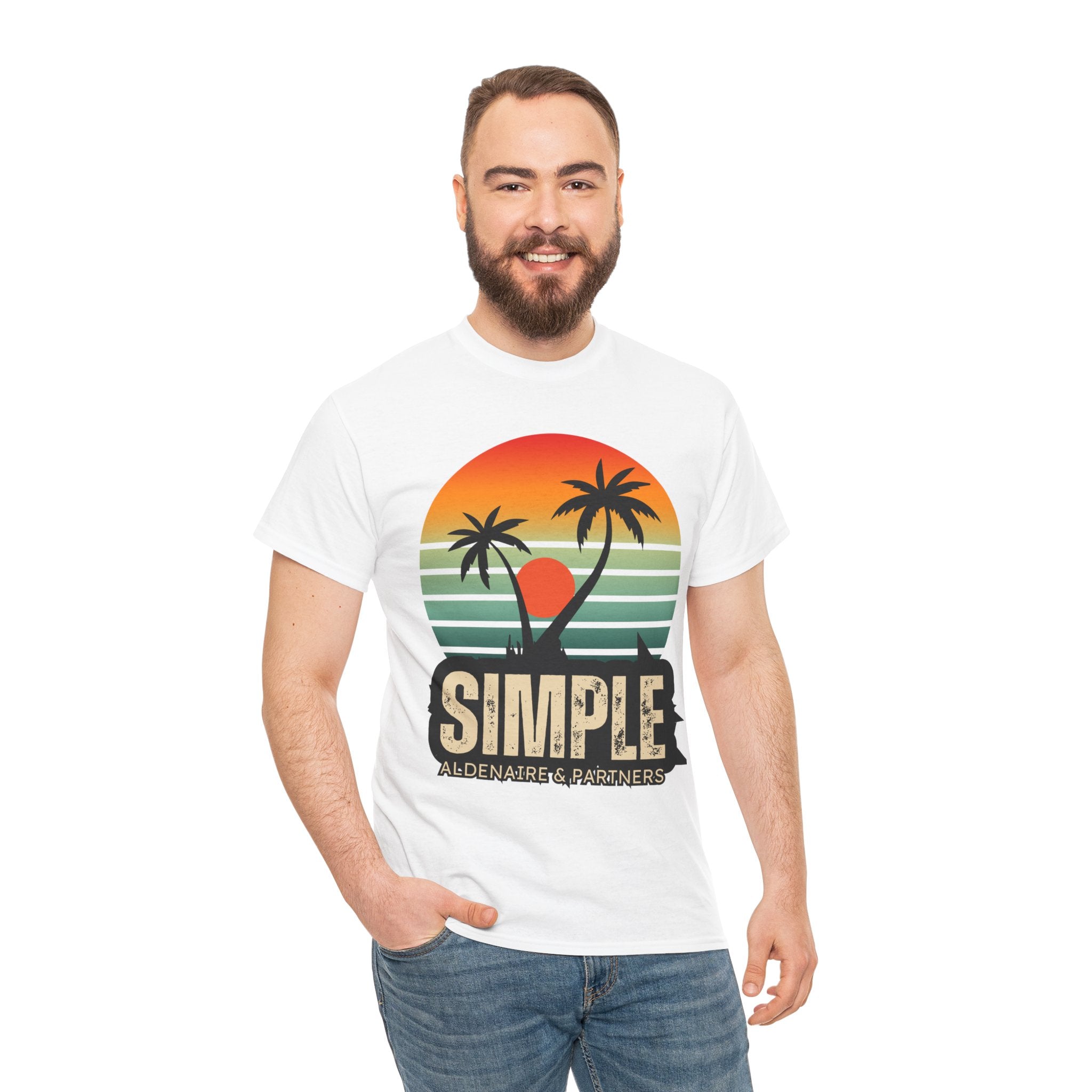 Colorful Vintage Retro Sunset T-Shirt | Gildan 5000 Heavy Cotton Tee | 70s Aesthetic Graphic Shirt | Summer Vibes Unisex Tee