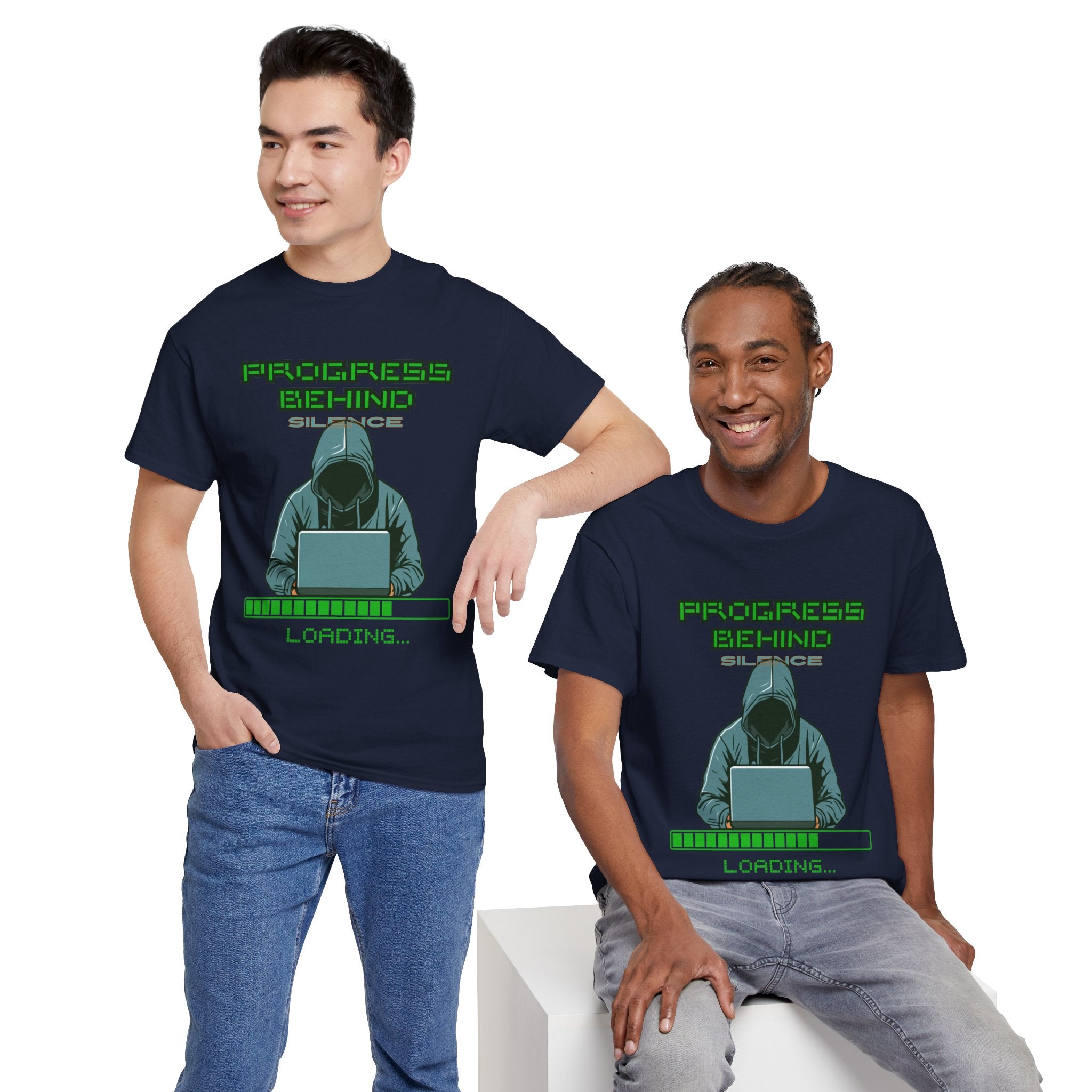 Green Retro Matrix Loading T-Shirt | Hacker Aesthetic Graphic Tee | Coding Streetwear Shirt | Gildan 5000 Unisex Cotton Tee