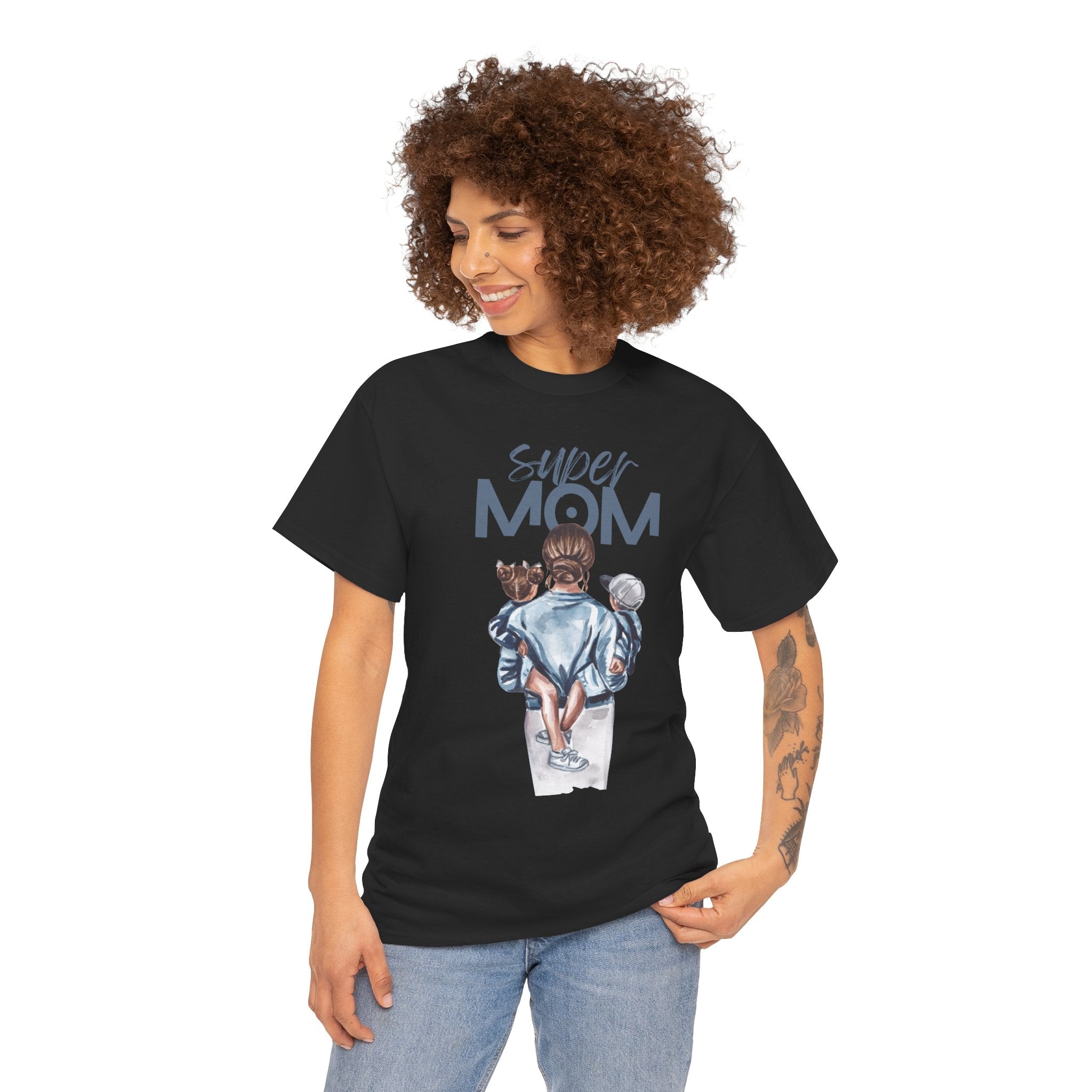 Super Mom Unisex Heavy Cotton Tee |  T-Shirt | Cute Mother’s Day Gift | Strong Mom Graphic Tee