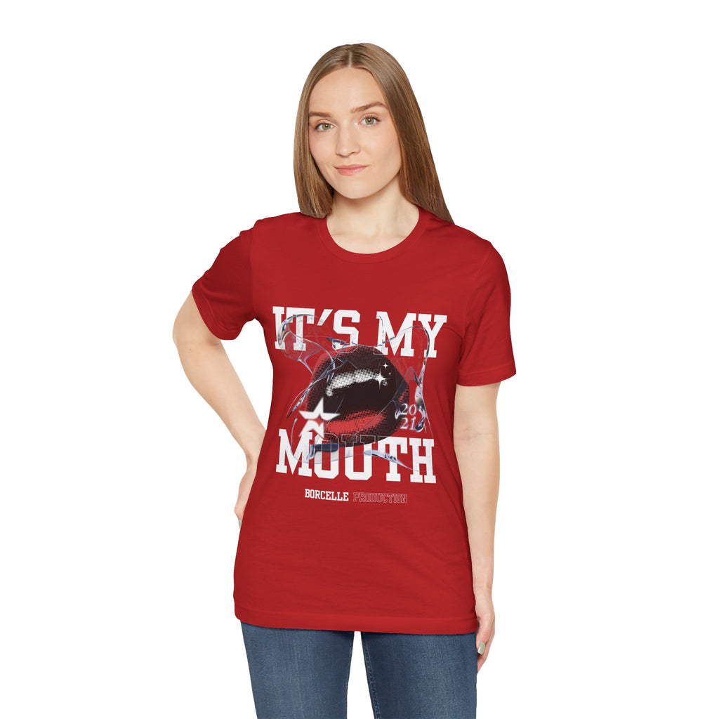 Red & White Streetwear Mouth T-Shirt | Abstract Graphic Tee | Modern Art Aesthetic Shirt | Bella+Canvas 3001 Unisex Tee