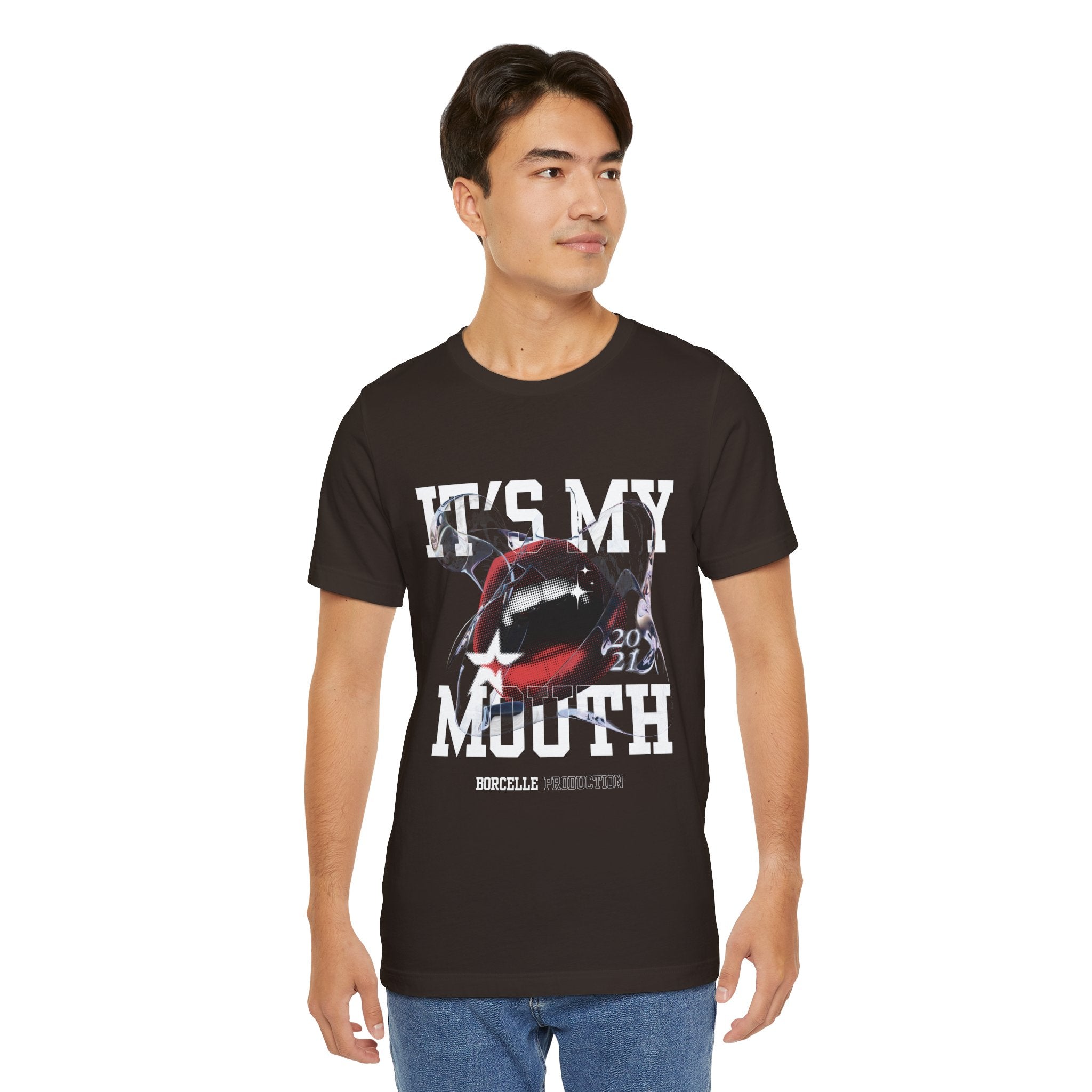 Red & White Streetwear Mouth T-Shirt | Abstract Graphic Tee | Modern Art Aesthetic Shirt | Bella+Canvas 3001 Unisex Tee