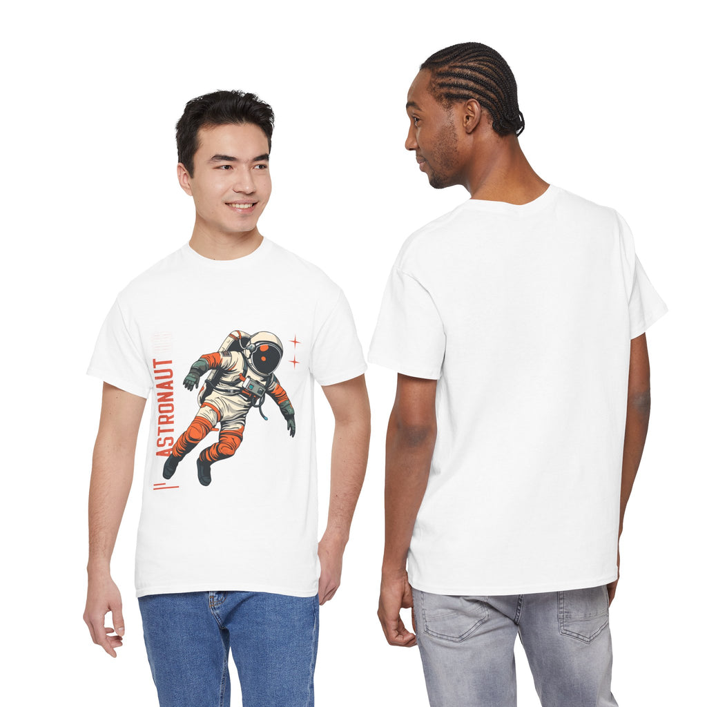 Orange Black Astronaut Retro Business Tee | Vintage Space Graphic T-Shirt | Gildan 5000 Unisex Heavy Cotton Shirt | Streetwear Style
