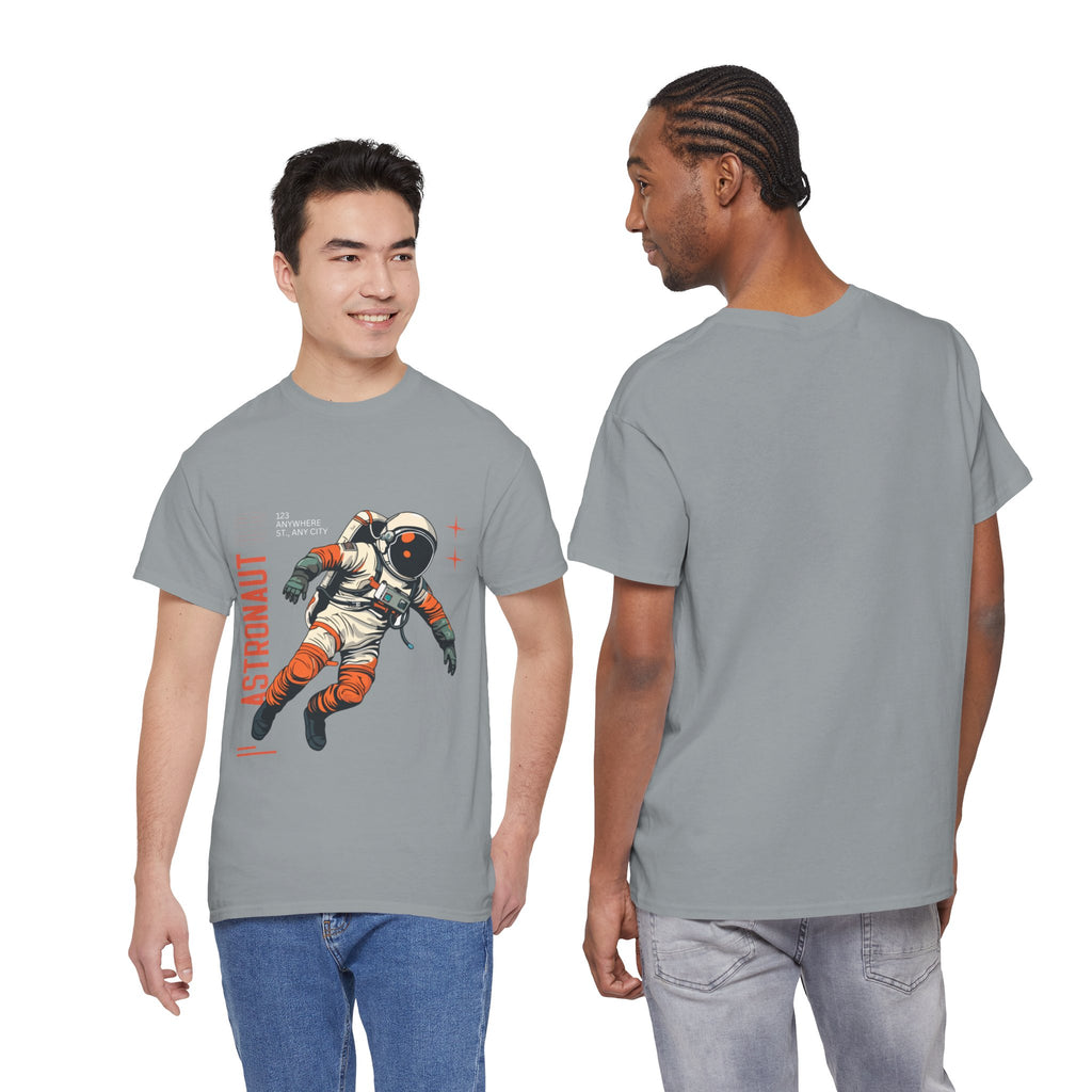 Orange Black Astronaut Retro Business Tee | Vintage Space Graphic T-Shirt | Gildan 5000 Unisex Heavy Cotton Shirt | Streetwear Style