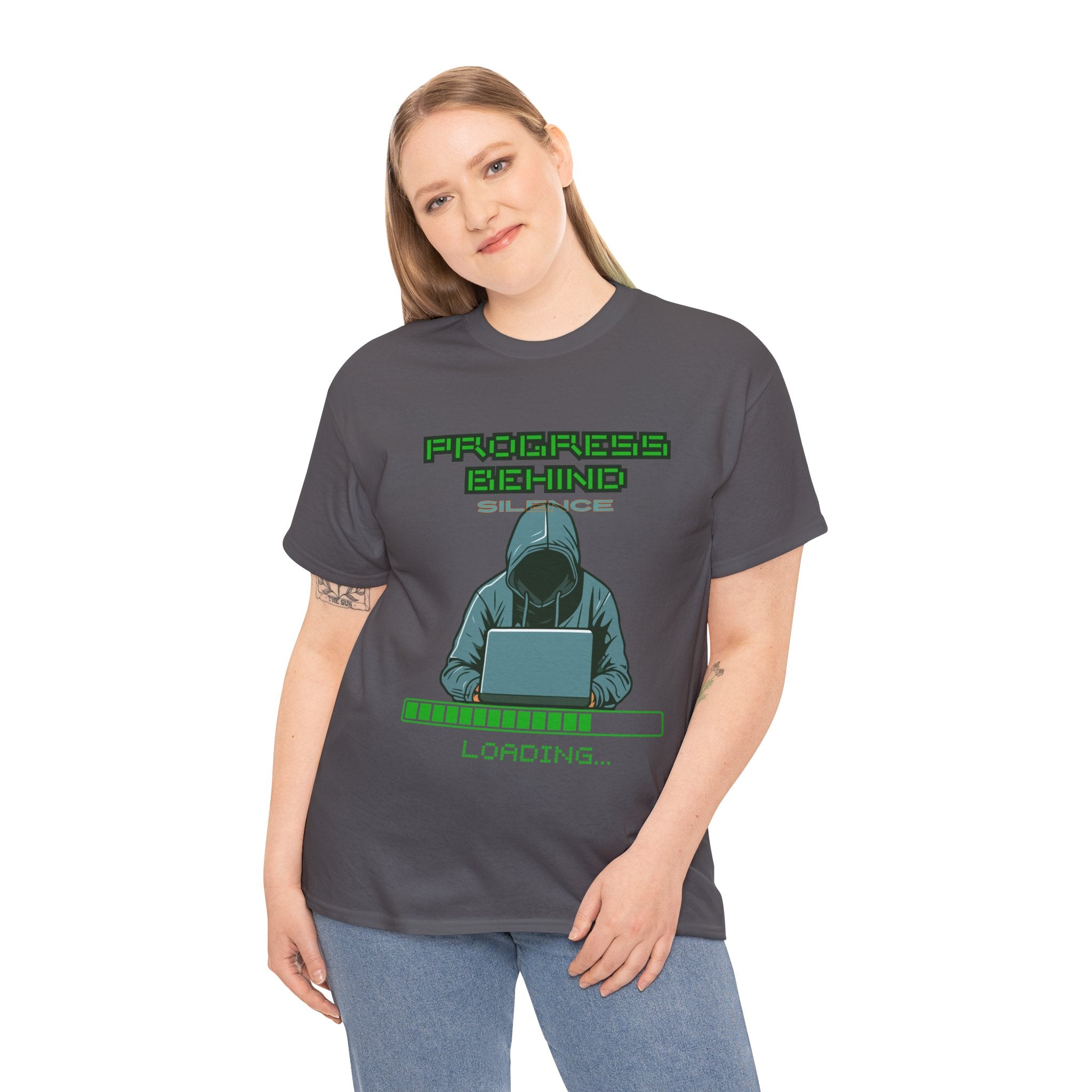Green Retro Matrix Loading T-Shirt | Hacker Aesthetic Graphic Tee | Coding Streetwear Shirt | Gildan 5000 Unisex Cotton Tee