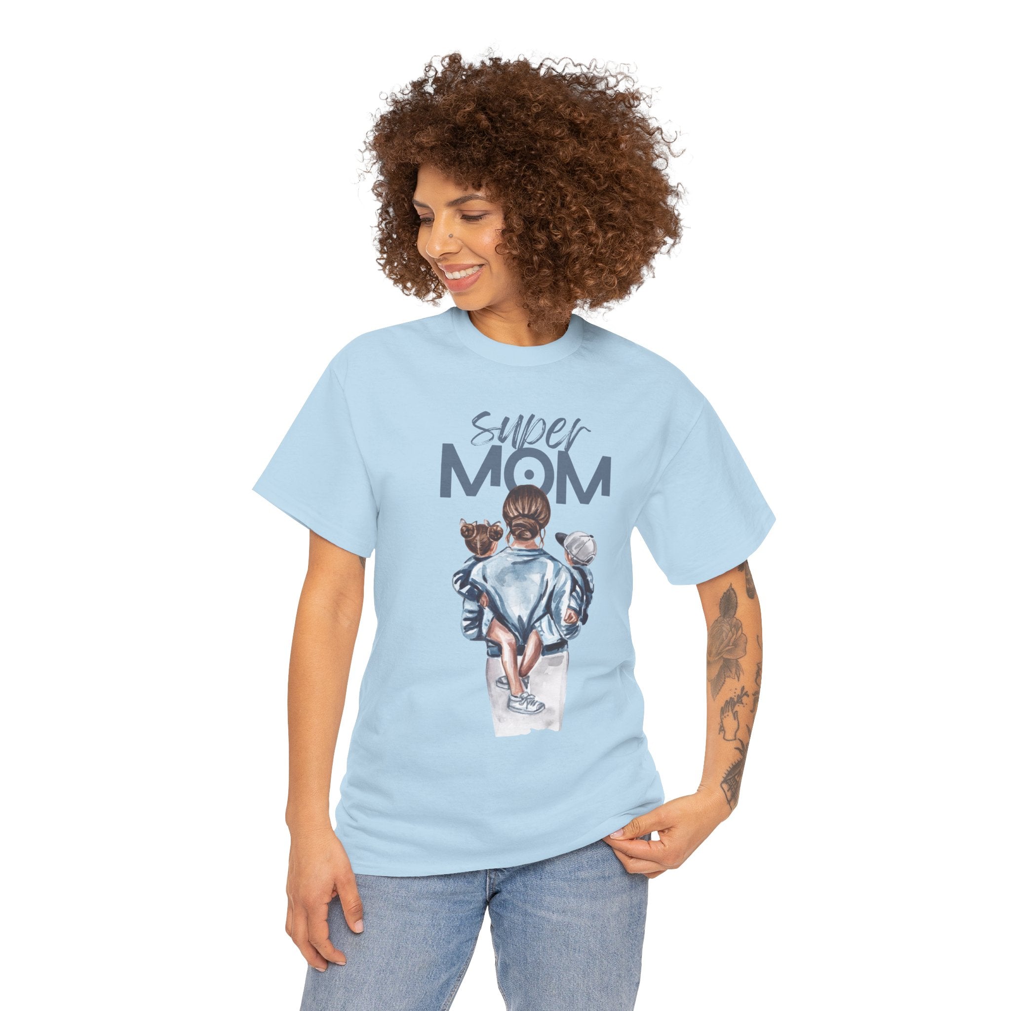 Super Mom Unisex Heavy Cotton Tee |  T-Shirt | Cute Mother’s Day Gift | Strong Mom Graphic Tee