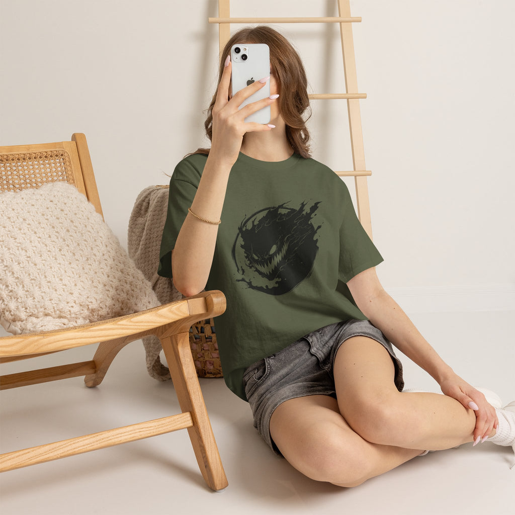 Graphic Tee — Black Flame Monster Smile T-Shirt
