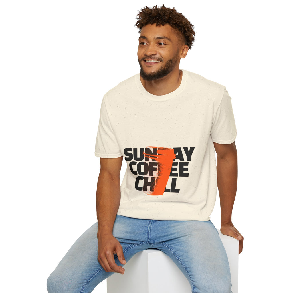 Sunday Coffee Chill T-Shirt | Cozy Aesthetic Graphic Tee | Gildan 64000 Softstyle Shirt | Relaxed Weekend Vibes