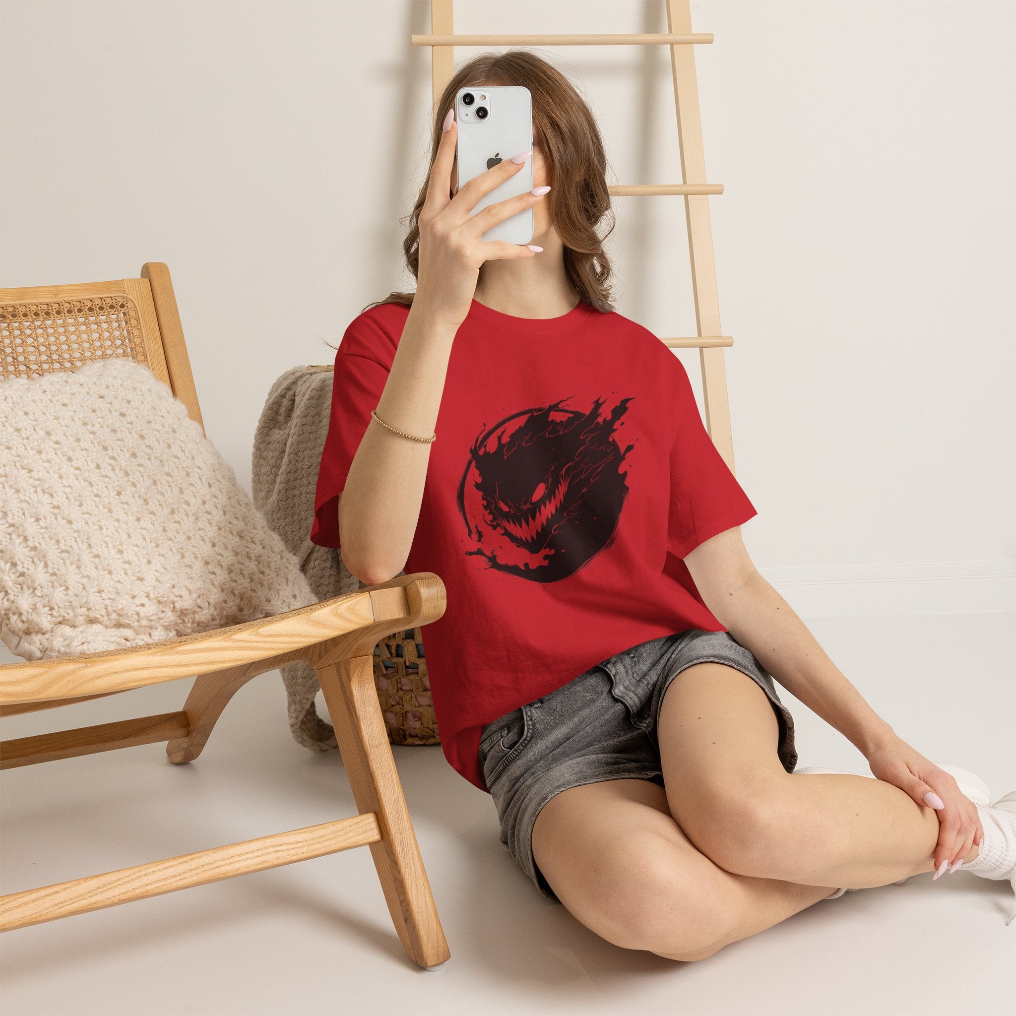 Graphic Tee — Black Flame Monster Smile T-Shirt