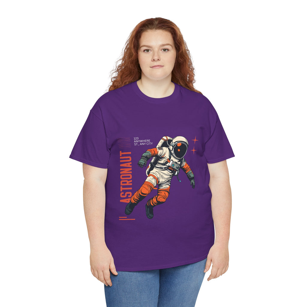 Orange Black Astronaut Retro Business Tee | Vintage Space Graphic T-Shirt | Gildan 5000 Unisex Heavy Cotton Shirt | Streetwear Style