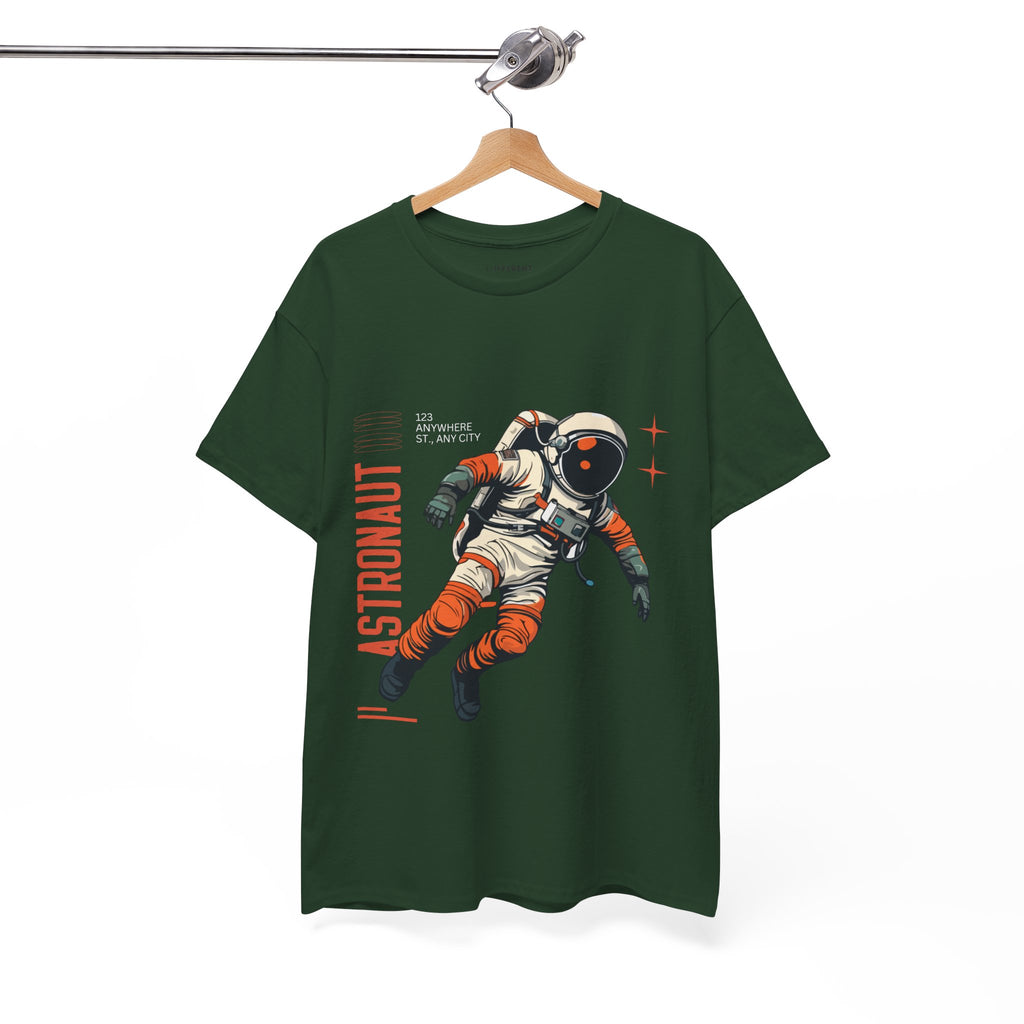 Orange Black Astronaut Retro Business Tee | Vintage Space Graphic T-Shirt | Gildan 5000 Unisex Heavy Cotton Shirt | Streetwear Style