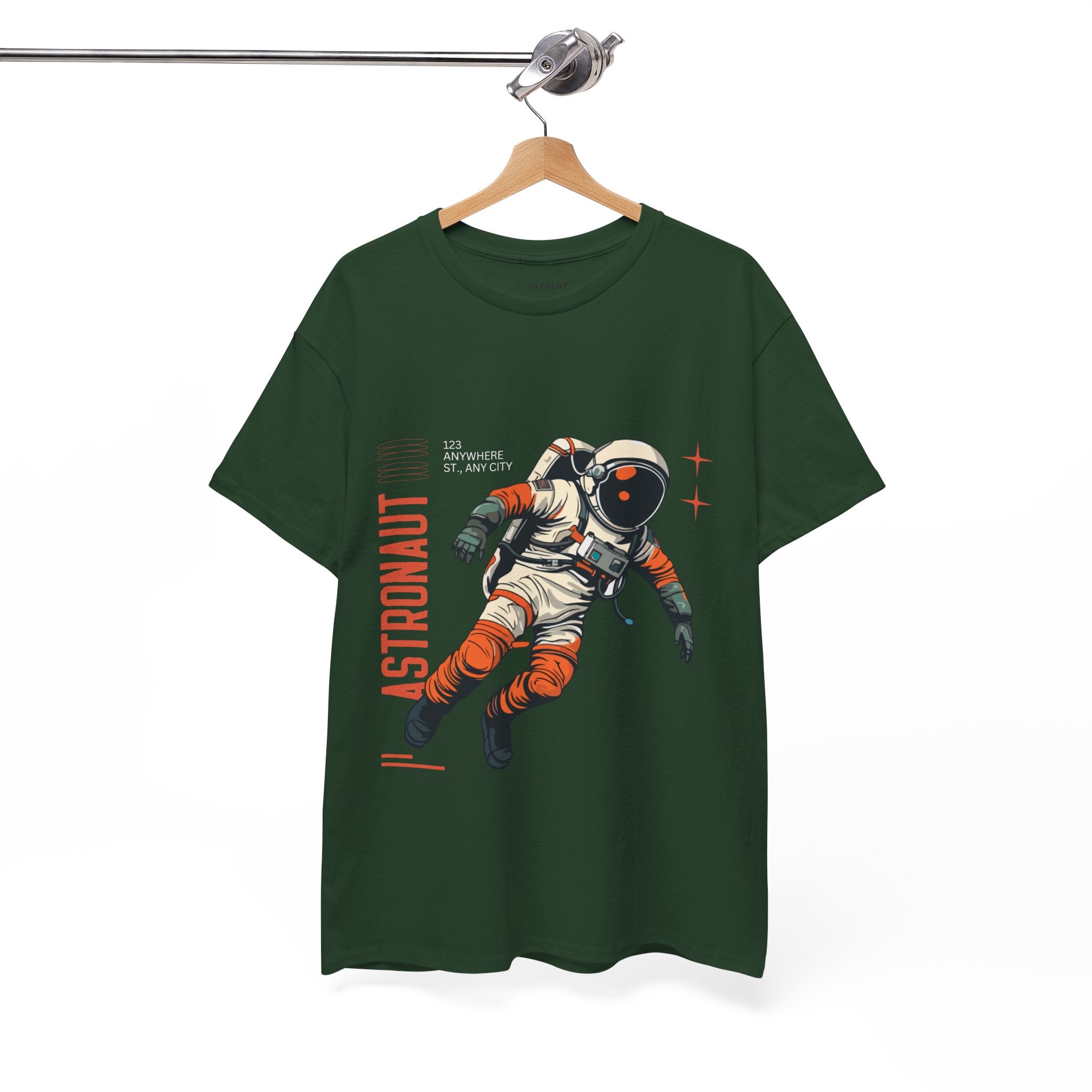Orange Black Astronaut Retro Business Tee | Vintage Space Graphic T-Shirt | Gildan 5000 Unisex Heavy Cotton Shirt | Streetwear Style