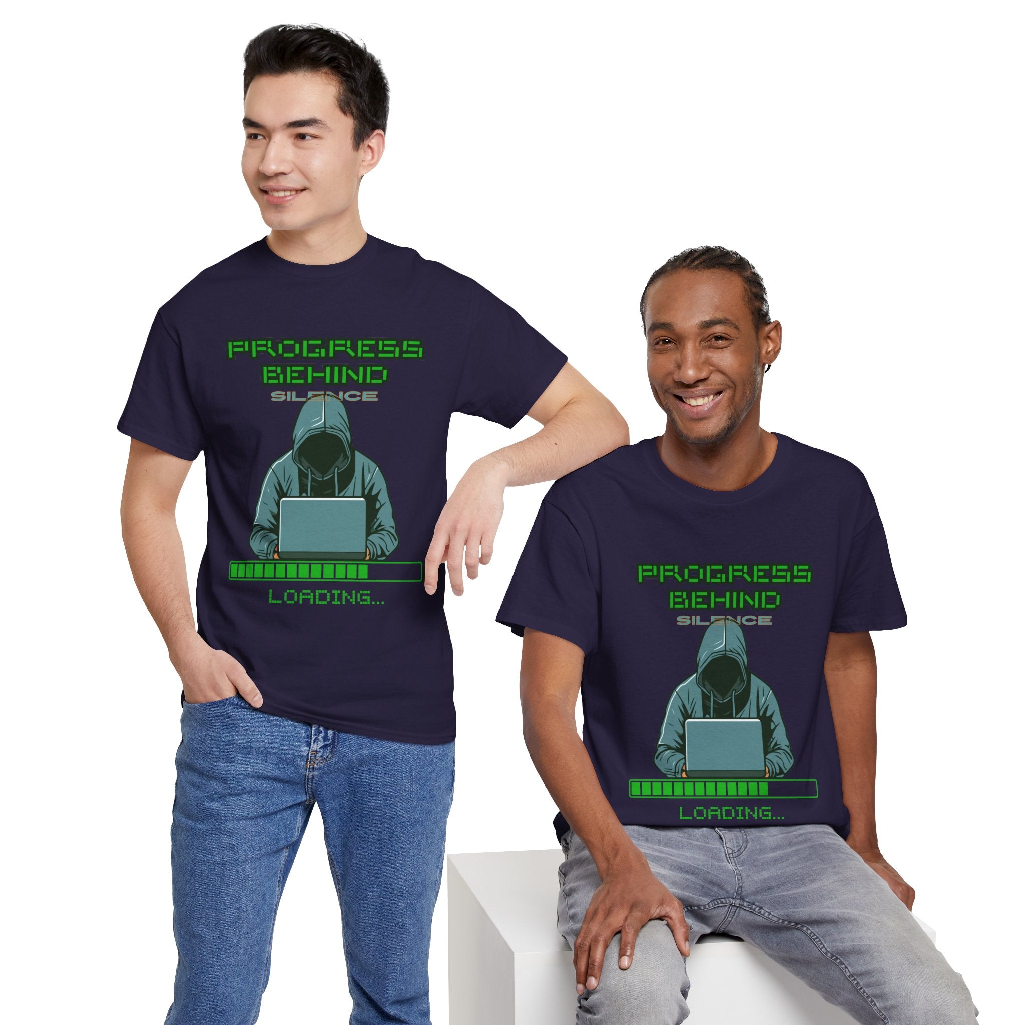 Green Retro Matrix Loading T-Shirt | Hacker Aesthetic Graphic Tee | Coding Streetwear Shirt | Gildan 5000 Unisex Cotton Tee