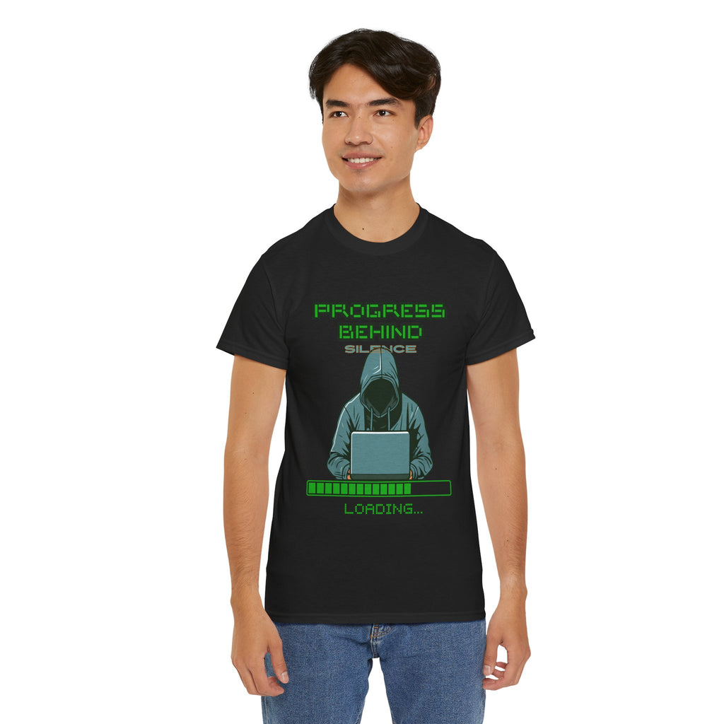 Green Retro Matrix Loading T-Shirt | Hacker Aesthetic Graphic Tee | Coding Streetwear Shirt | Gildan 5000 Unisex Cotton Tee